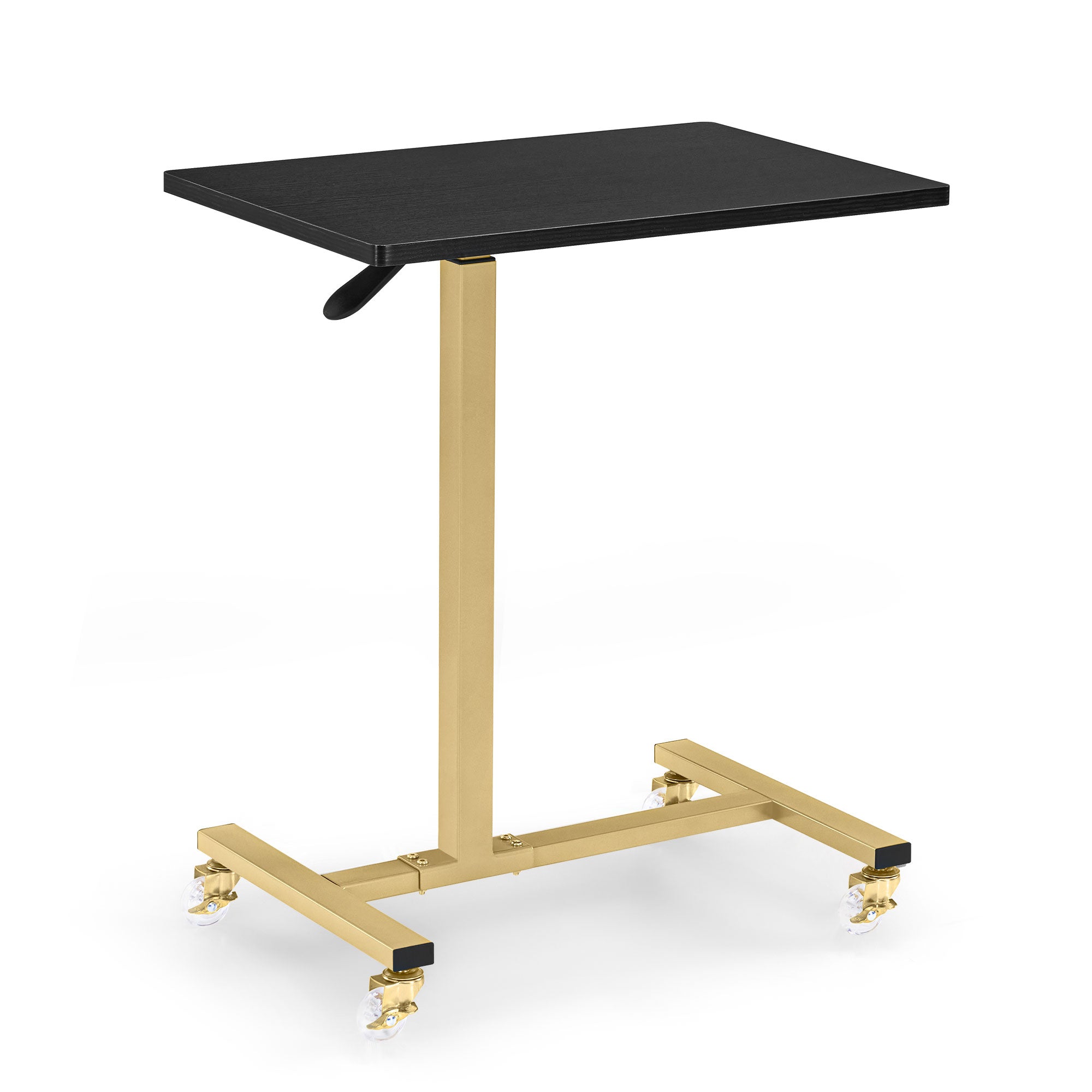 MCombo Tavolino con ruote, carrello di servizio regolabile in altezza, carrello dorato per salone, comodino a forma di C, carrello per parrucchieri, centri estetici e salotti, 40x60x72/97 cm, 2832