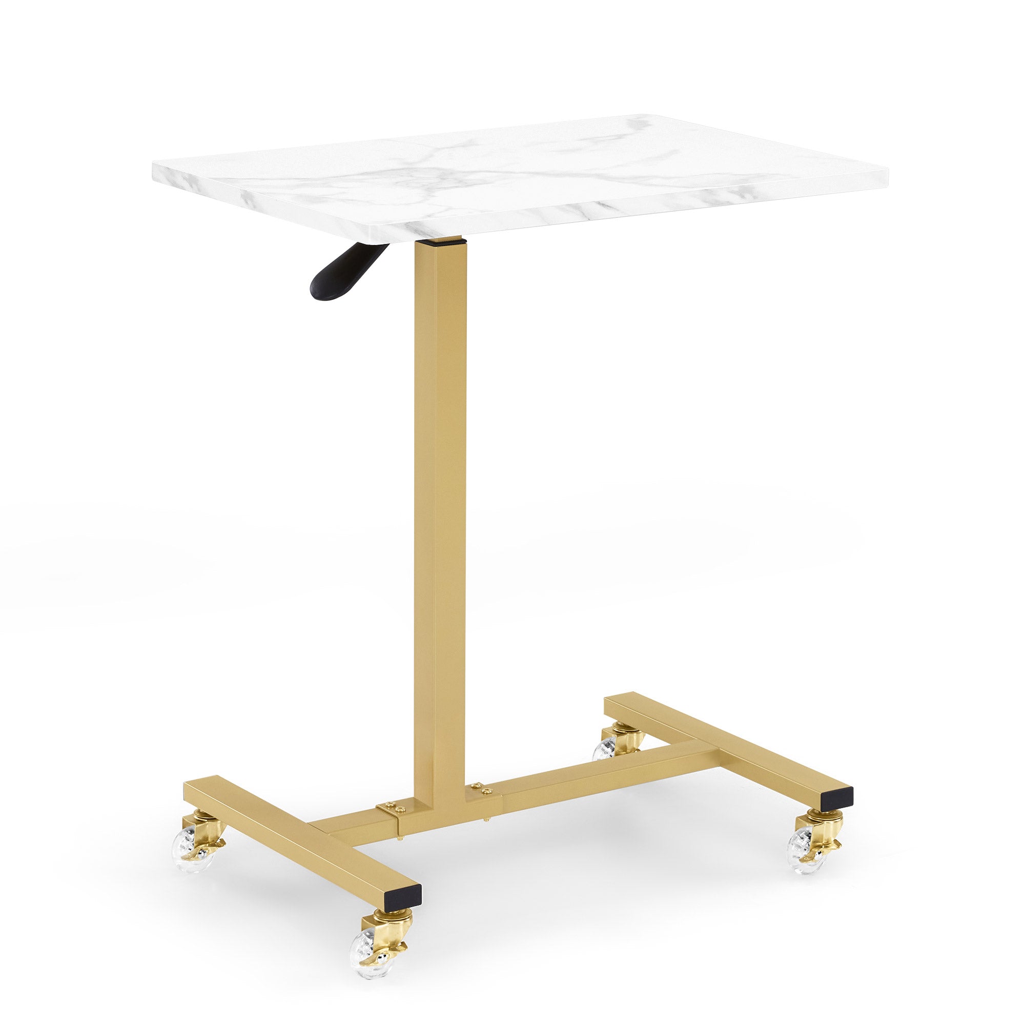 MCombo Tavolino con ruote, carrello di servizio regolabile in altezza, carrello dorato per salone, comodino a forma di C, carrello per parrucchieri, centri estetici e salotti, 40x60x72/97 cm, 2832