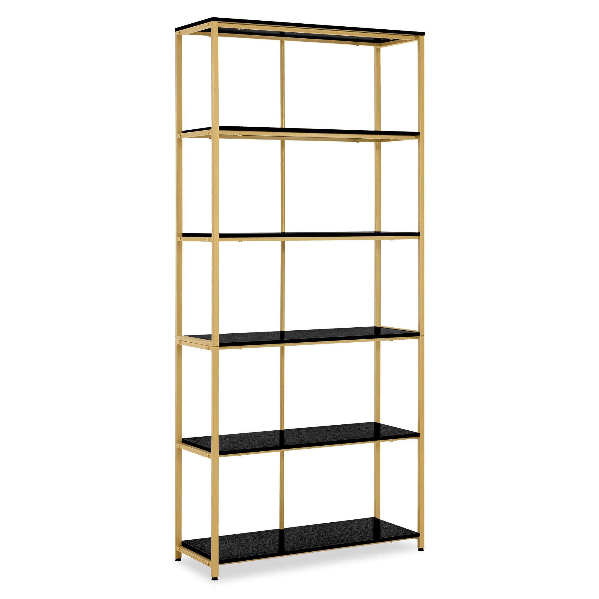 MCombo Libreria color oro, scaffale autoportante a 5 ripiani con struttura in metallo; ideale per ufficio, soggiorno, camera da letto, cucina o centro estetico; 30x80x180 cm, 5166