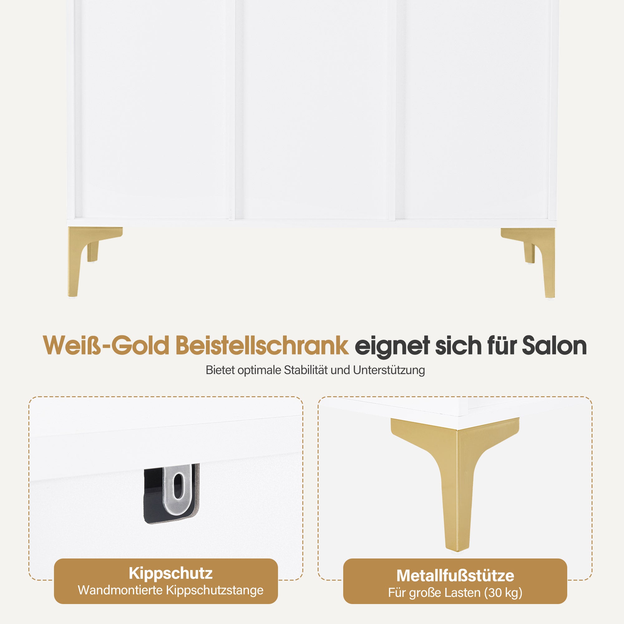 M MCombo Sideboard met 2 lades, badkamerkast met 3 open vakken & 2 verstelbare planken, keukenkast, commode wit, bijzetkast voor nagelstudio, badkast, 40x100x95cm, 6647