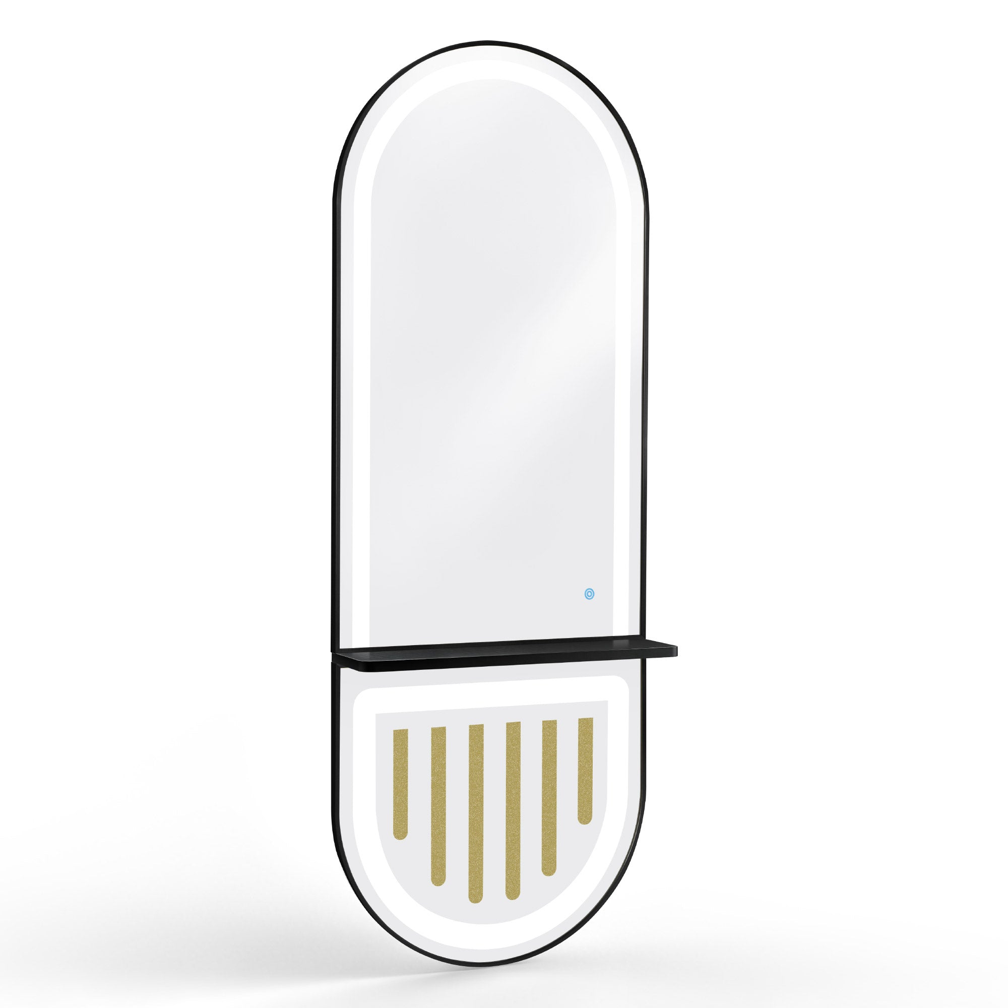 M MCombo wandspiegel met verlichting, passpiegel met aluminium frame, grote spiegel met plank, aanraakschakelaar, dimbaar met 3 lichtkleuren, modern voor kapsalon, 17x65x177 cm, J6257