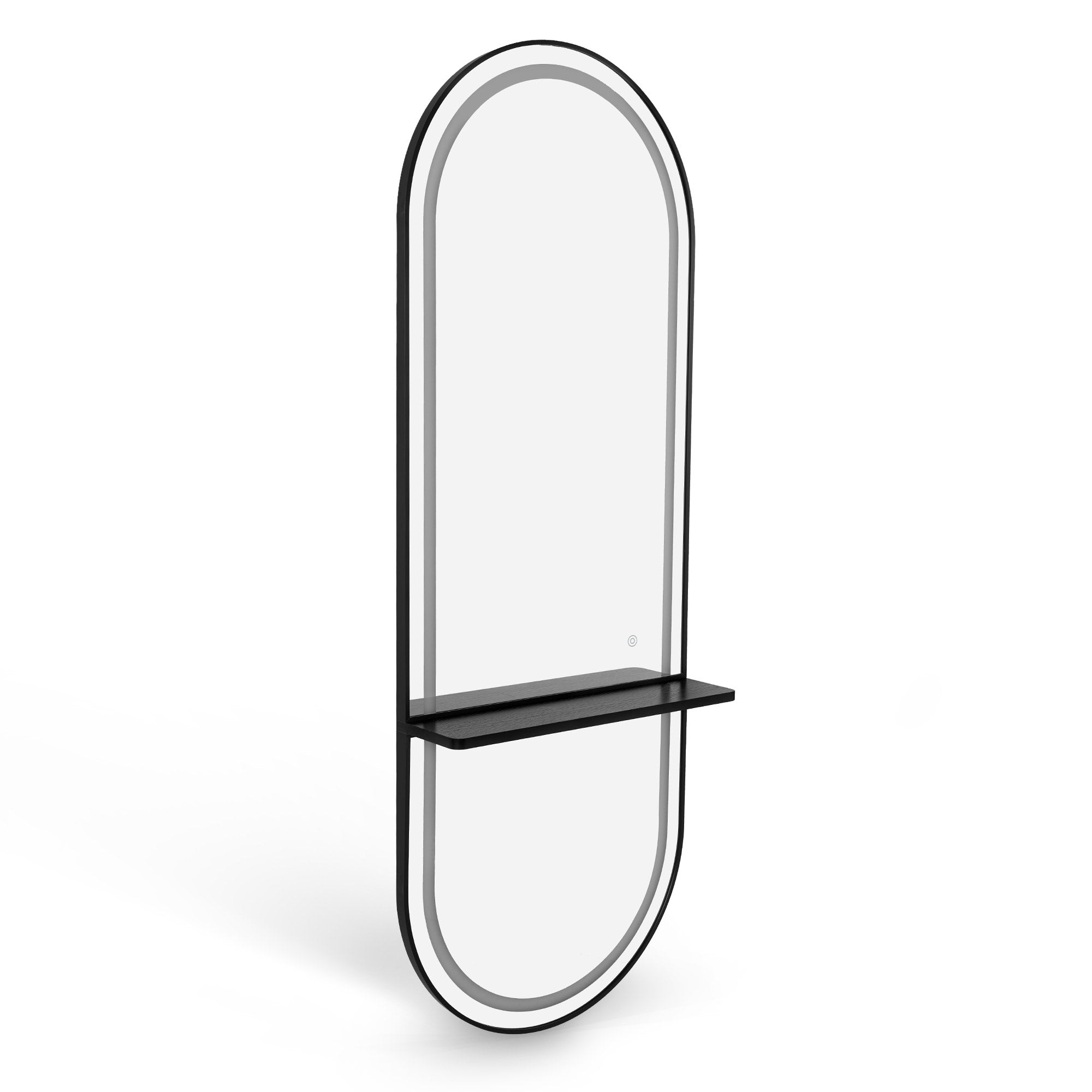 M MCombo Wandspiegel met verlichting, full-length spiegel met aluminium frame, grote spiegel met plank, touch-schakelaar, 3 dimbare lichtkleuren, voor kapsalon, 17x65x177 cm, J6270