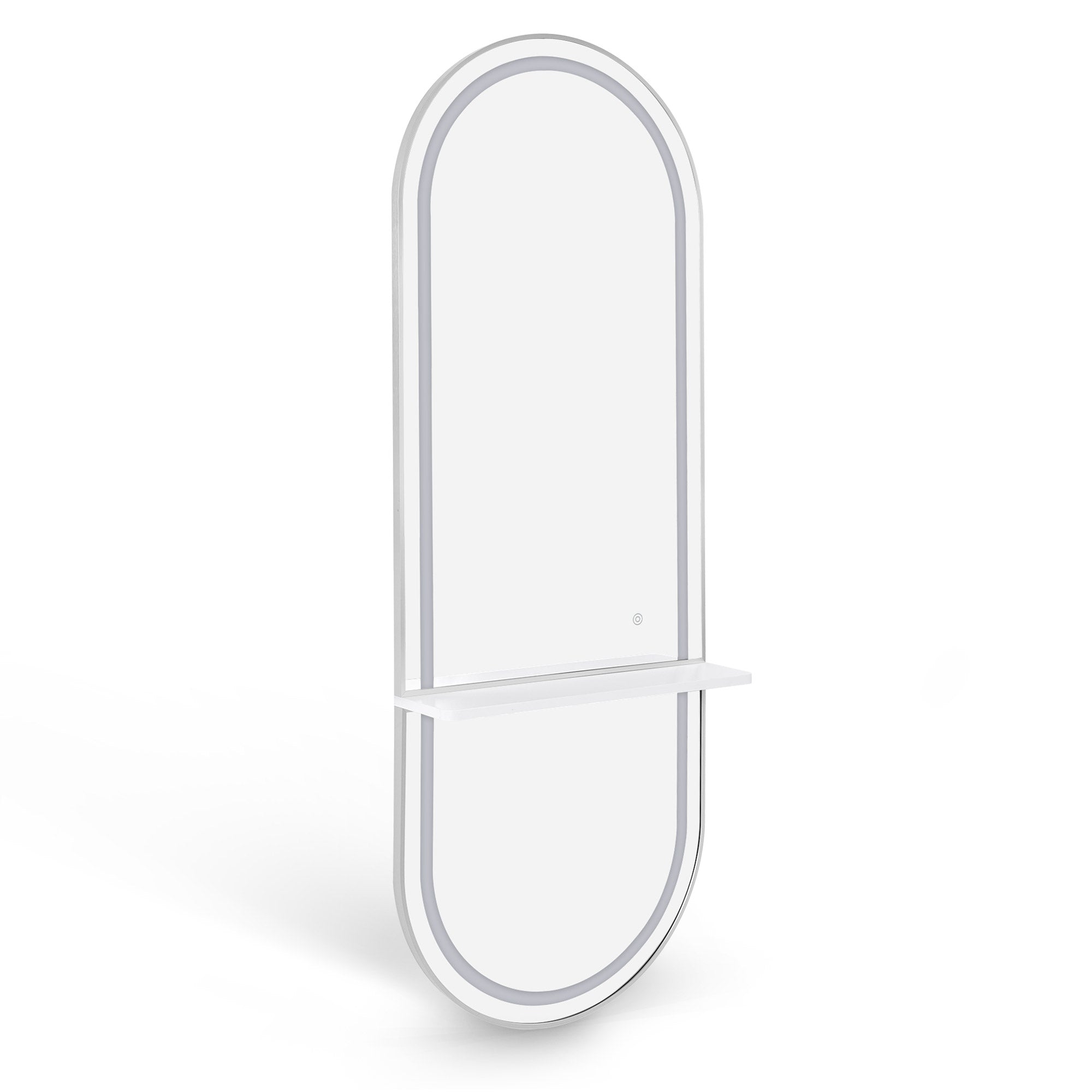 M MCombo Wandspiegel met verlichting, full-length spiegel met aluminium frame, grote spiegel met plank, touch-schakelaar, 3 dimbare lichtkleuren, voor kapsalon, 17x65x177 cm, J6270