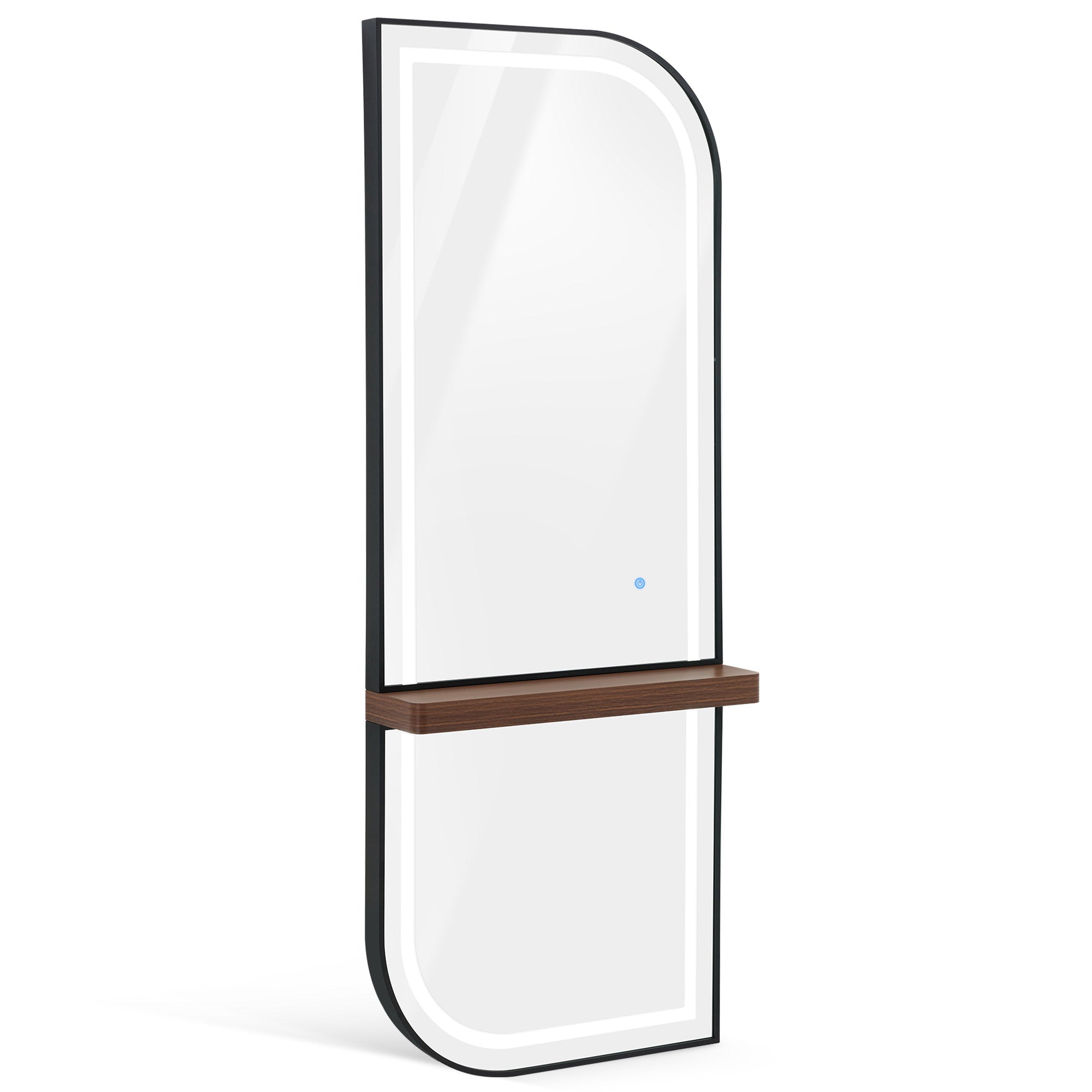 M MCombo Wandspiegel met Verlichting, Volledige Lichaam Spiegel met Aluminium Frame, Grote Spiegel met Plank, Touch-Schakelaar, 3 Lichtkleuren Dimbaar, J6298