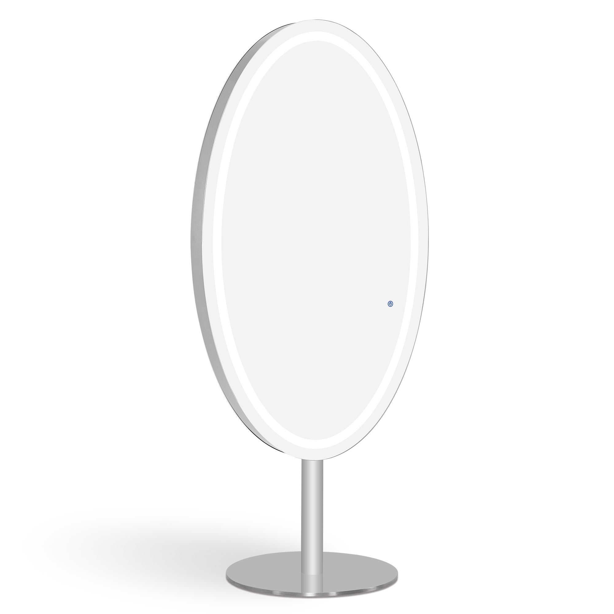MCombo Specchio a figura intera con illuminazione, in acciaio inox, ampio specchio doppio con base, interruttore touch, 3 colori di luce, dimmerabile, J8363