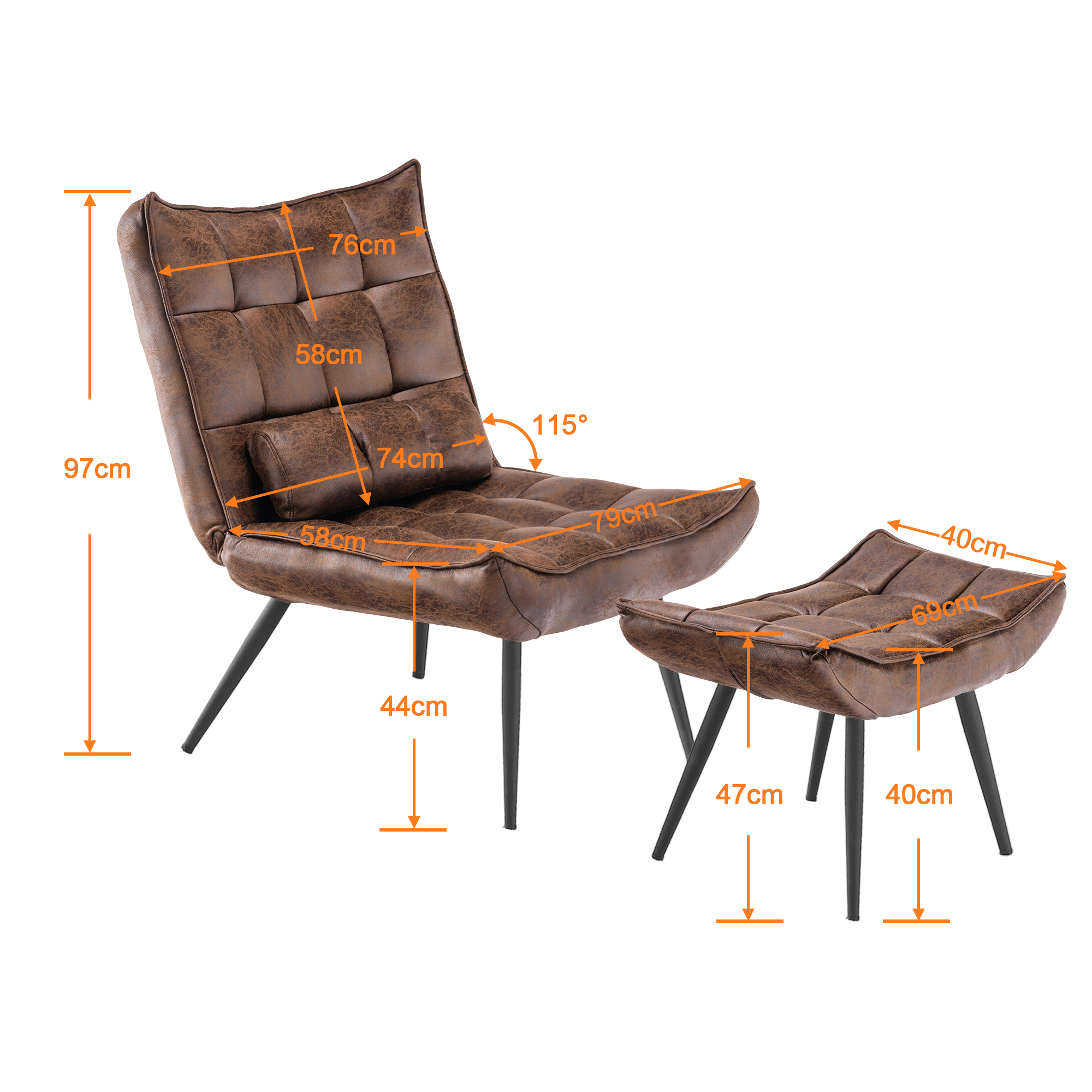 MCombo Poltrona relax / Poltrona TV / Poltrona (microfibra) 4778, 4779 – con / senza poggiapiedi