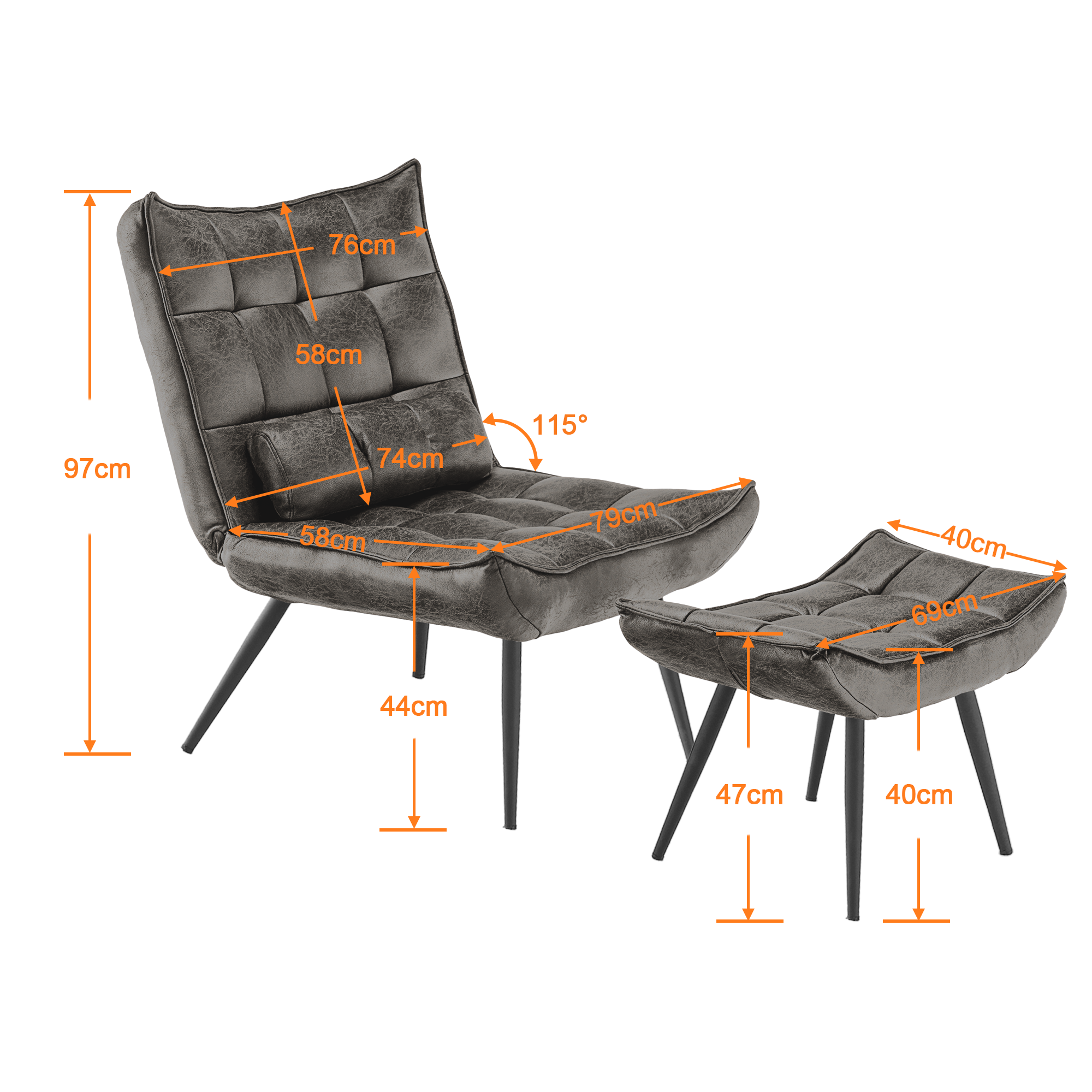 MCombo Poltrona relax / Poltrona TV / Poltrona (microfibra) 4778, 4779 – con / senza poggiapiedi