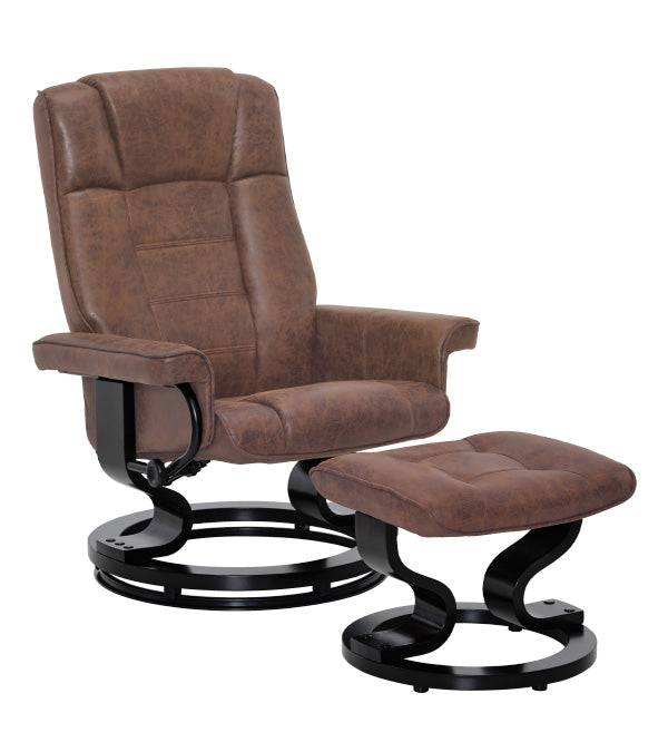 MCombo Poltrona relax con poggiapiedi, poltrona TV girevole a 360° con funzione reclinabile, poltrona TV con portata massima di 120 kg, moderna poltrona lounge per soggiorno, 9019