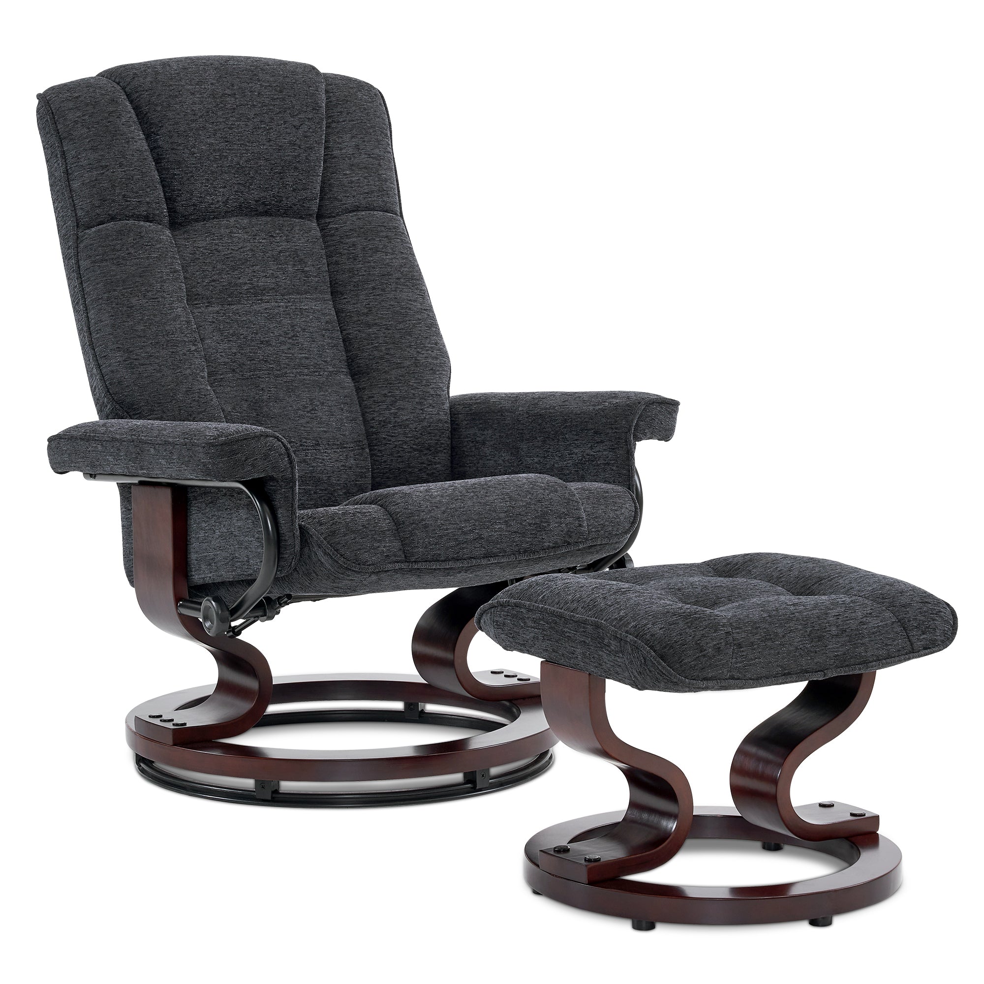 MCombo Poltrona relax con poggiapiedi, poltrona TV girevole a 360° con funzione reclinabile, poltrona TV con portata massima di 120 kg, moderna poltrona lounge per soggiorno, 9019