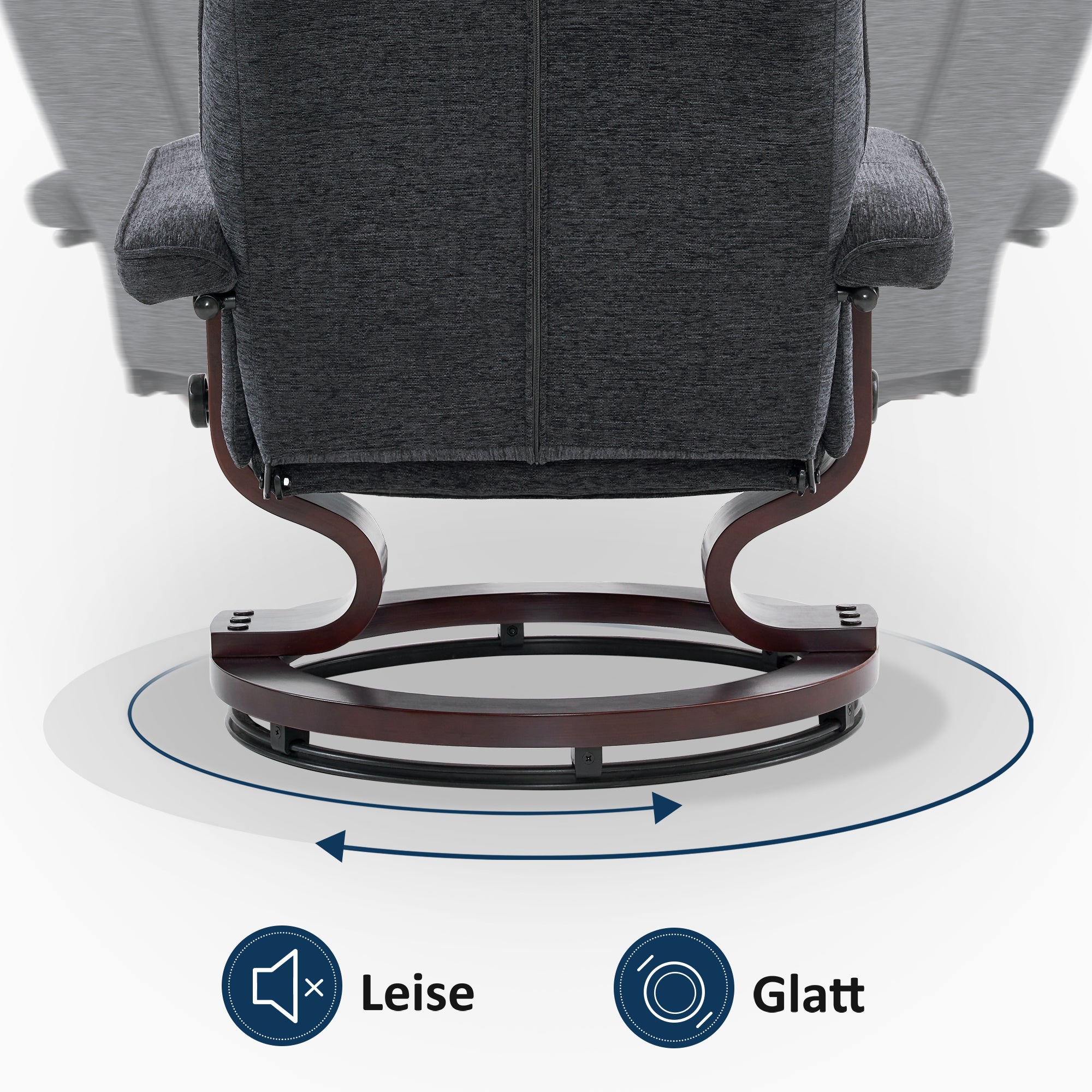 MCombo Poltrona relax con poggiapiedi, poltrona TV girevole a 360° con funzione reclinabile, poltrona TV con portata massima di 120 kg, moderna poltrona lounge per soggiorno, 9019