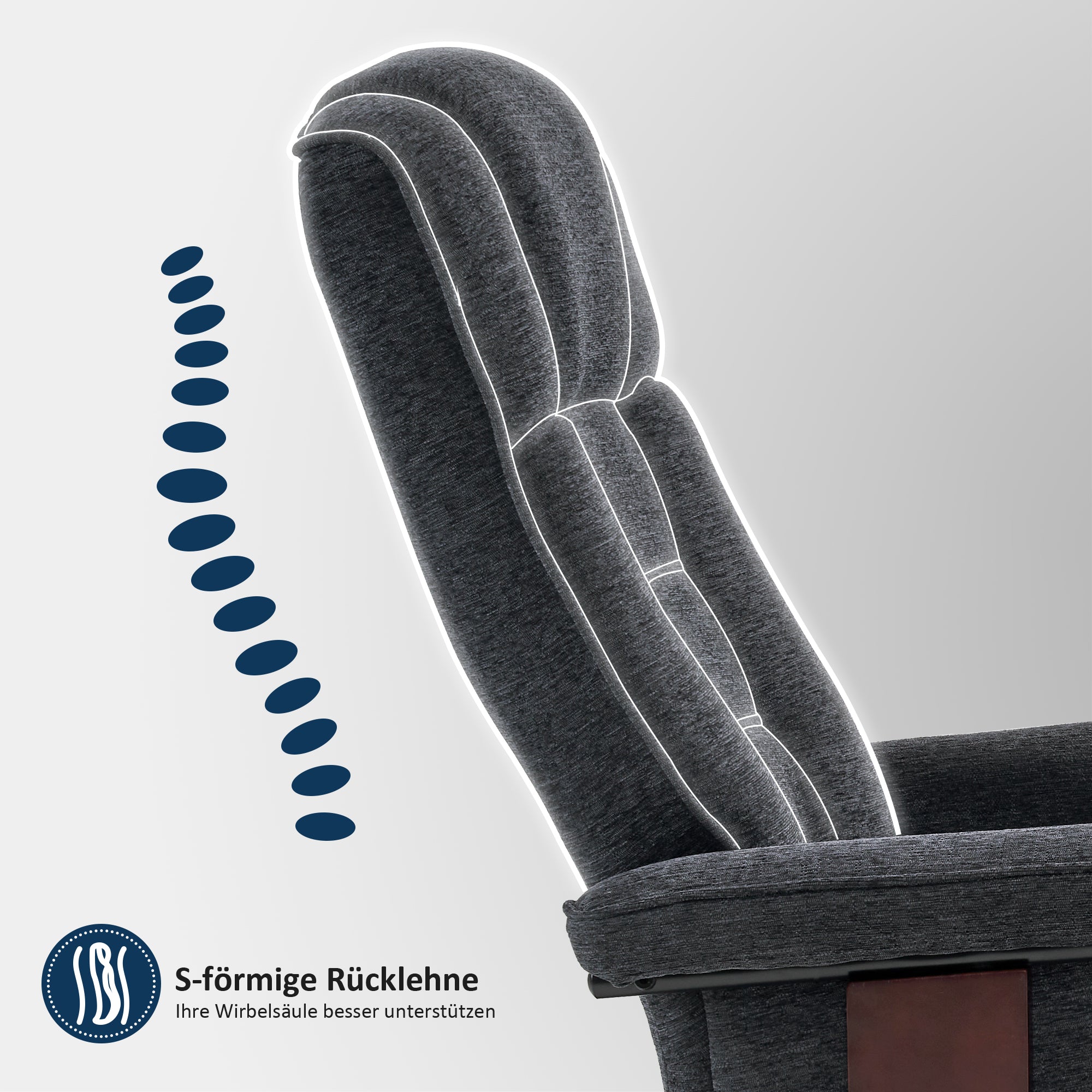 MCombo Poltrona relax con poggiapiedi, poltrona TV girevole a 360° con funzione reclinabile, poltrona TV con portata massima di 120 kg, moderna poltrona lounge per soggiorno, 9019