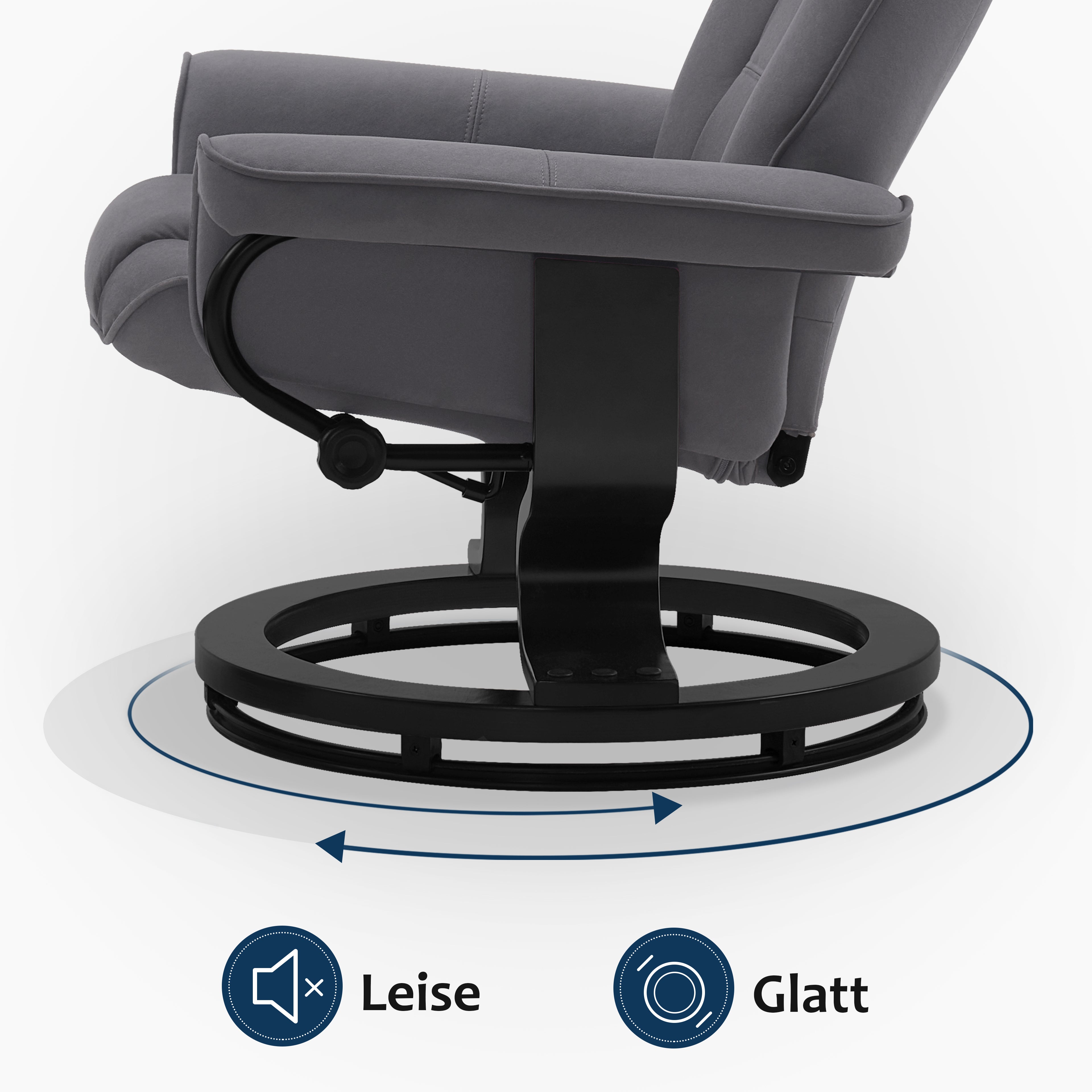 MCombo Poltrona relax con poggiapiedi, poltrona TV girevole a 360° con funzione reclinabile, poltrona TV con portata massima di 120 kg, moderna poltrona lounge per soggiorno, 9019