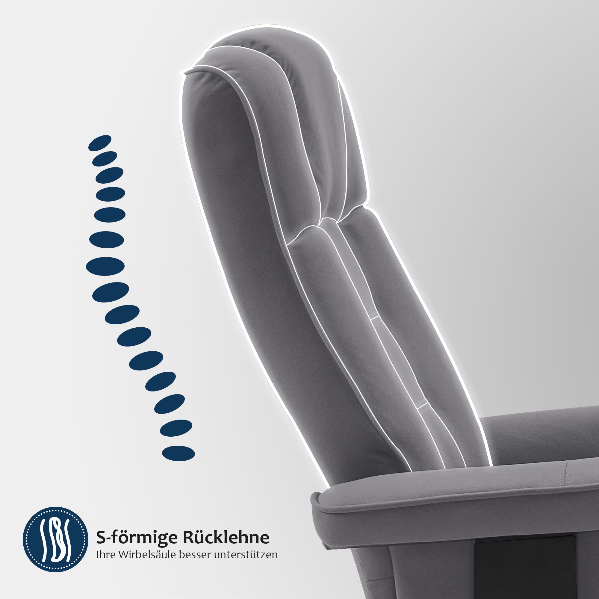 MCombo Poltrona relax con poggiapiedi, poltrona TV girevole a 360° con funzione reclinabile, poltrona TV con portata massima di 120 kg, moderna poltrona lounge per soggiorno, 9019