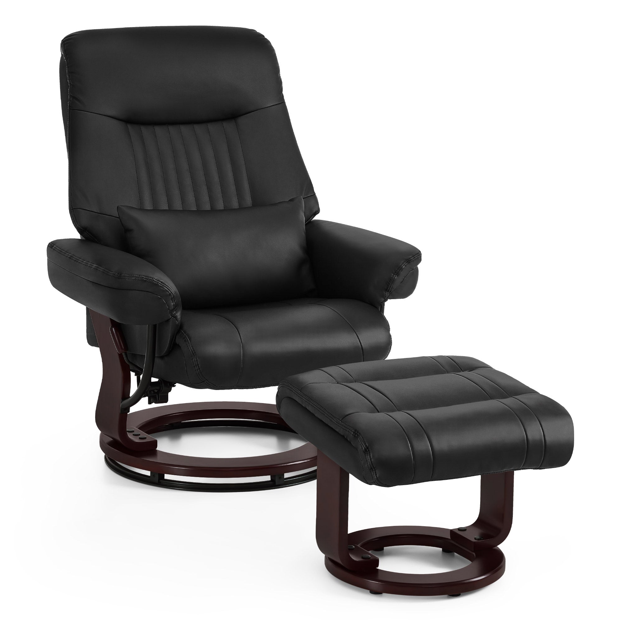 MCombo Poltrona relax con funzione reclinabile, poltrona da lettura, poltrona TV girevole a 360° con poggiapiedi, cuscino e tasca laterale, portata massima 120 kg, poltrona TV per soggiorno, 9035