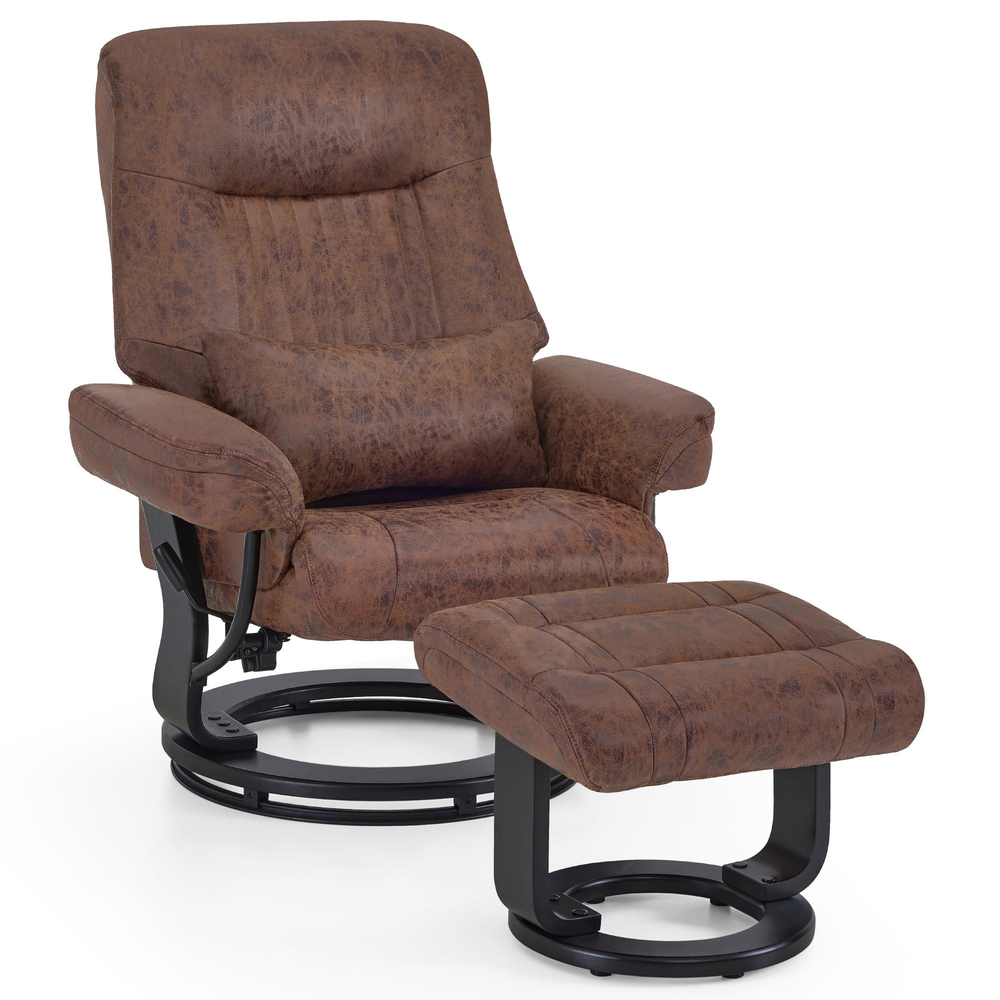 MCombo Poltrona relax con funzione reclinabile, poltrona da lettura, poltrona TV girevole a 360° con poggiapiedi, cuscino e tasca laterale, portata massima 120 kg, poltrona TV per soggiorno, 9035
