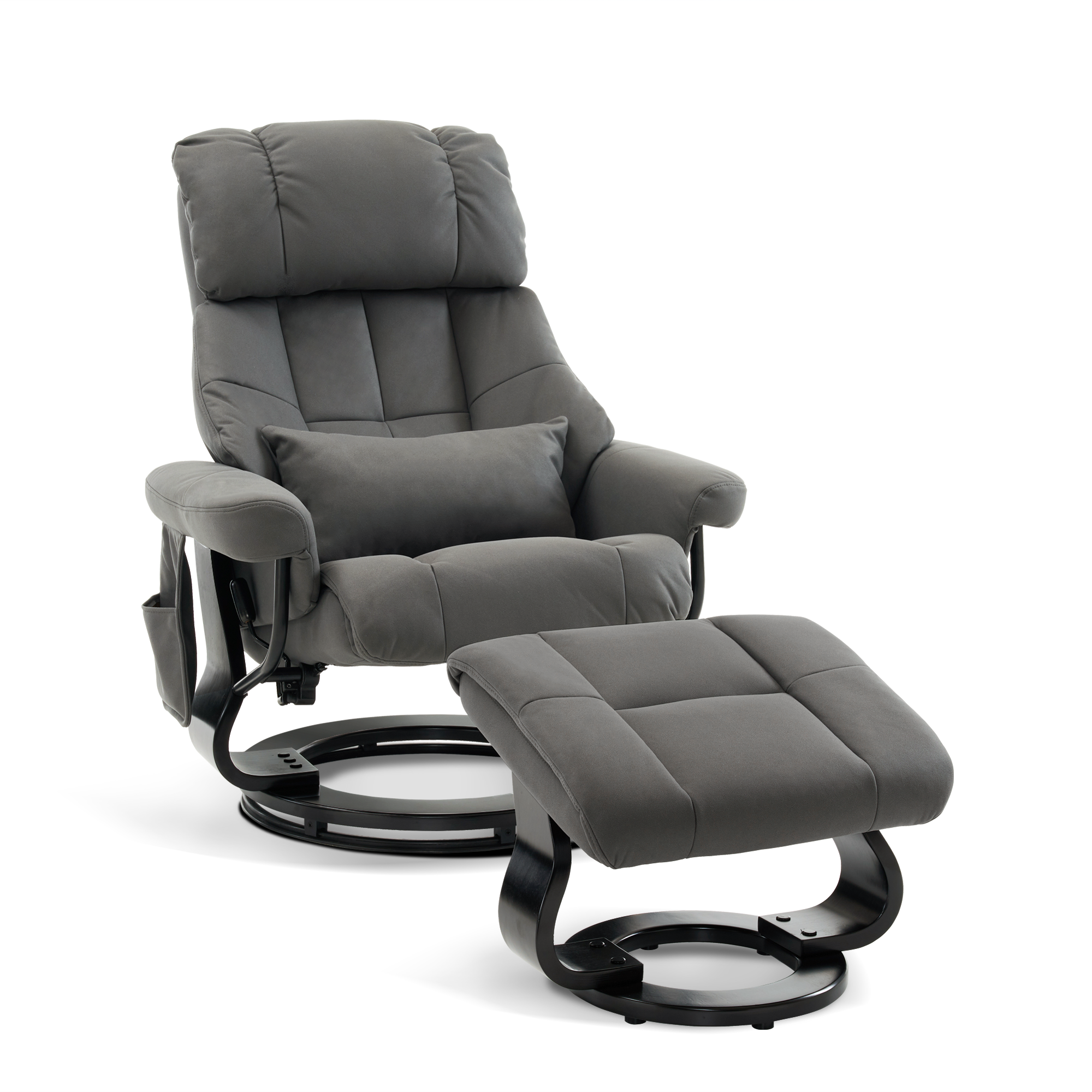 MCombo Poltrona relax con poggiapiedi, poltrona TV girevole a 360° con funzione reclinabile, portata massima 120 kg, moderna poltrona lounge per soggiorno, 9066