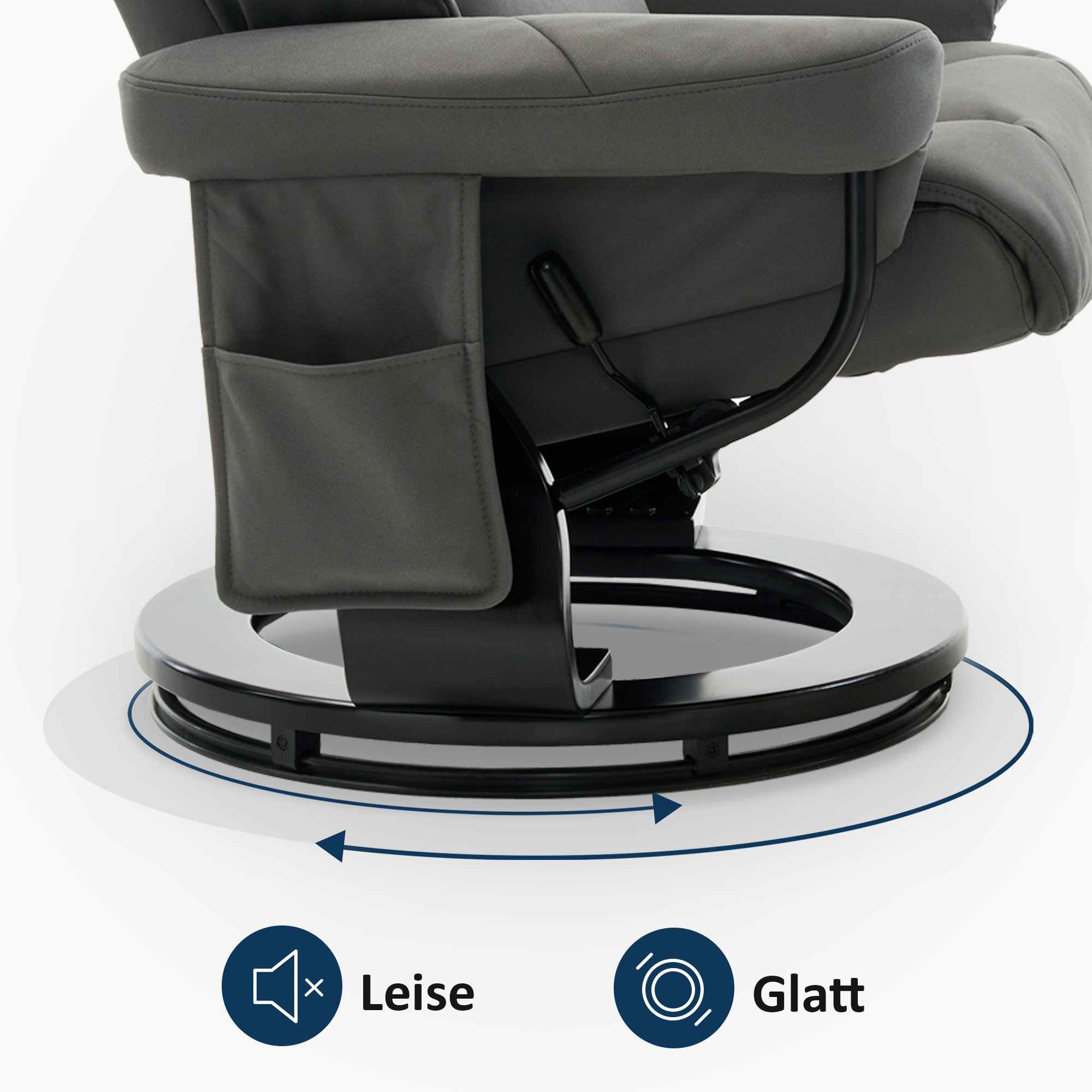 MCombo Poltrona relax con poggiapiedi, poltrona TV girevole a 360° con funzione reclinabile, portata massima 120 kg, moderna poltrona lounge per soggiorno, 9066