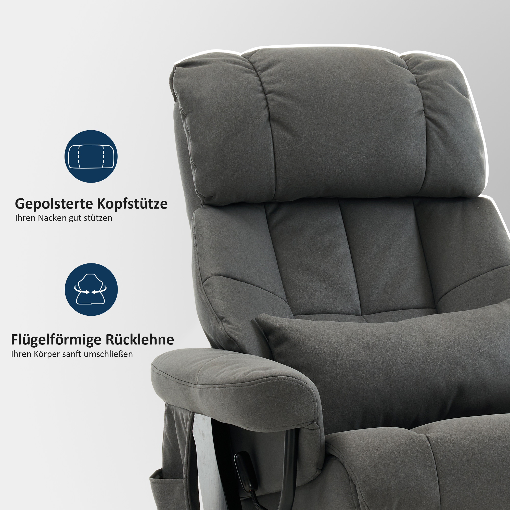 MCombo Poltrona relax con poggiapiedi, poltrona TV girevole a 360° con funzione reclinabile, portata massima 120 kg, moderna poltrona lounge per soggiorno, 9066