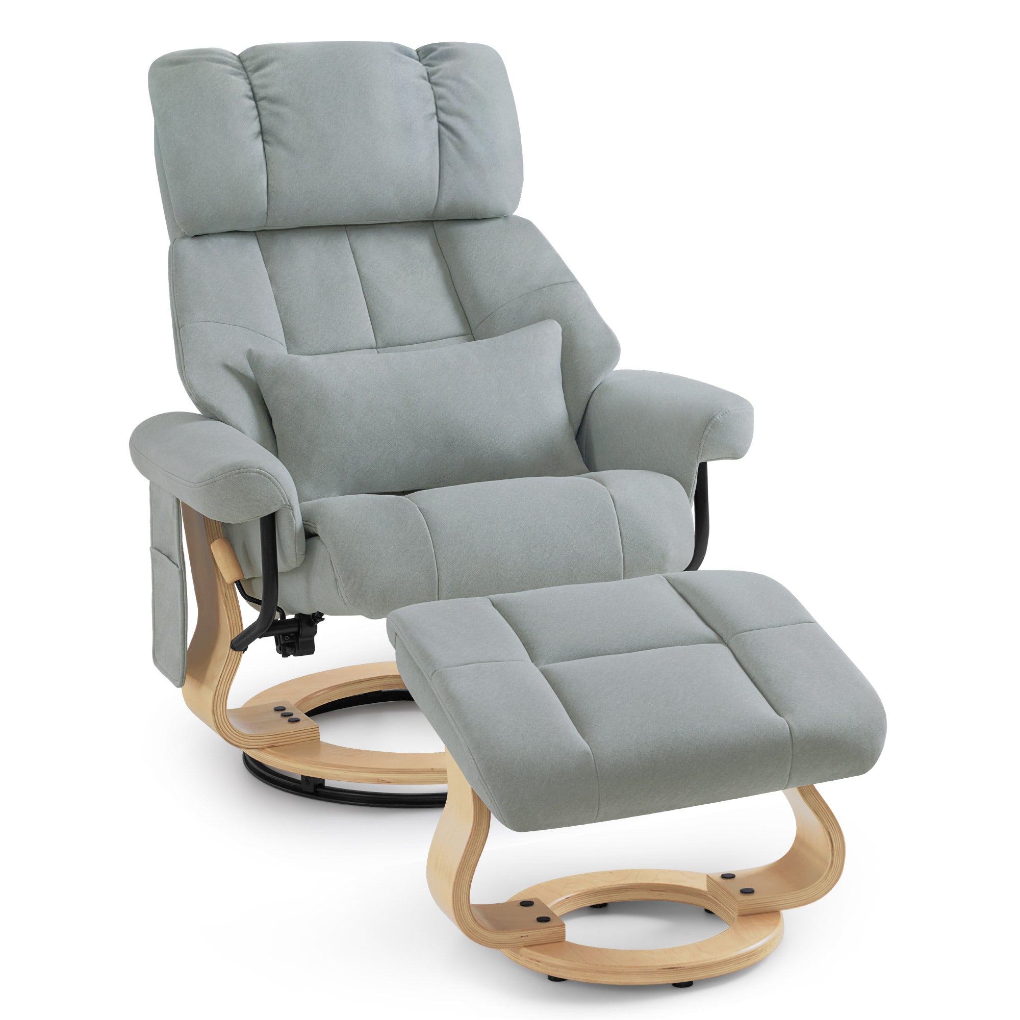 MCombo Poltrona relax con poggiapiedi, poltrona TV girevole a 360° con funzione reclinabile, portata massima 120 kg, moderna poltrona lounge per soggiorno, 9066