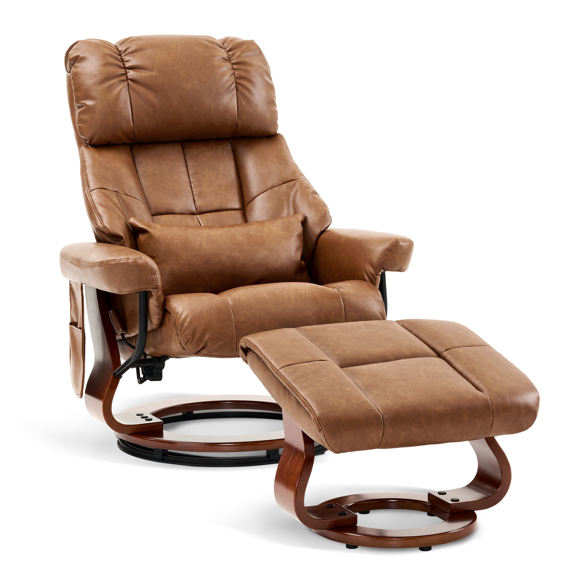 MCombo Poltrona relax con poggiapiedi, poltrona TV girevole a 360° con funzione reclinabile, portata massima 120 kg, moderna poltrona lounge per soggiorno, 9066