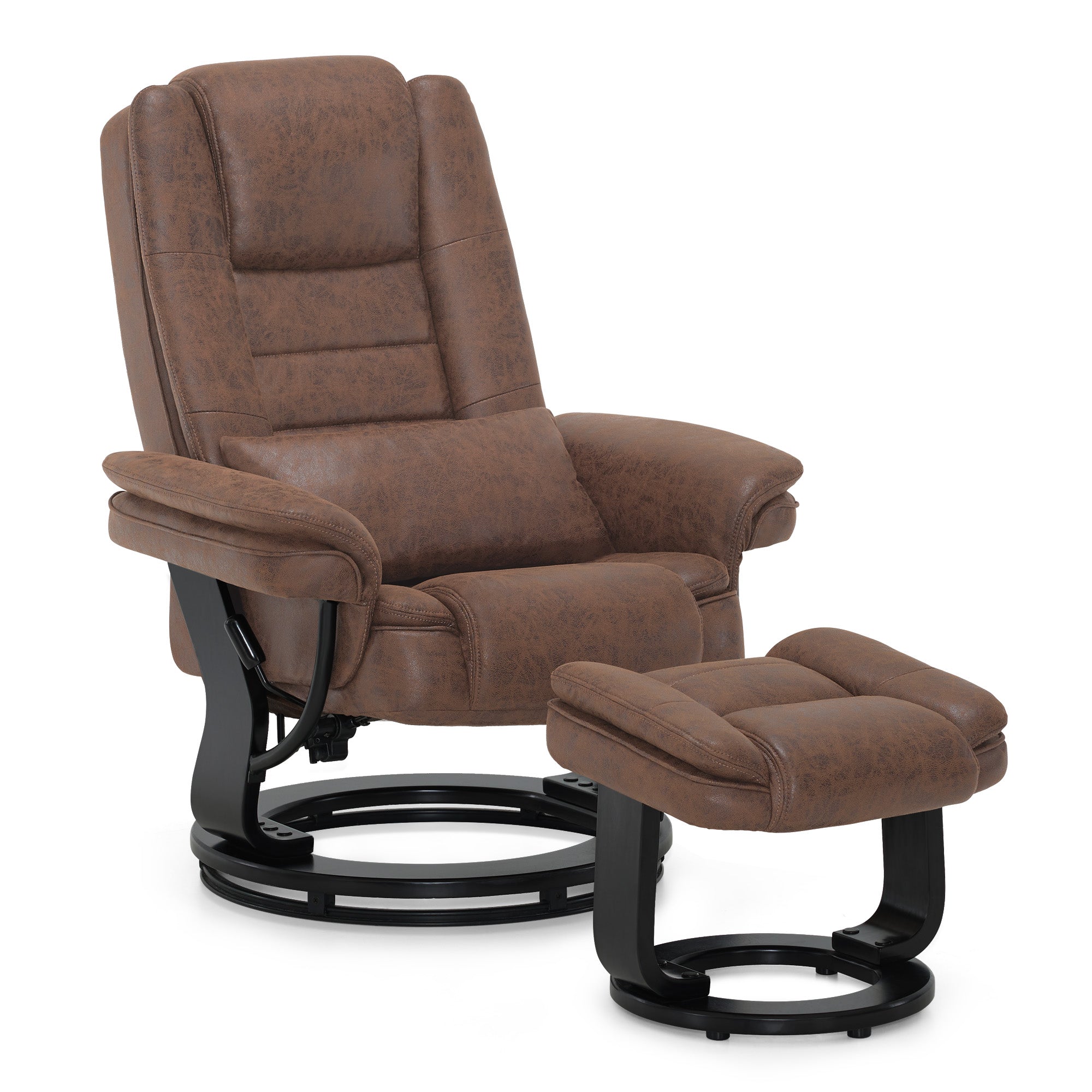 MCombo Poltrona relax reclinabile e girevole a 360° con poggiapiedi, portata fino a 120 kg, adatta al soggiorno, include cuscino e tasca laterale, comoda poltrona da lettura, 9099