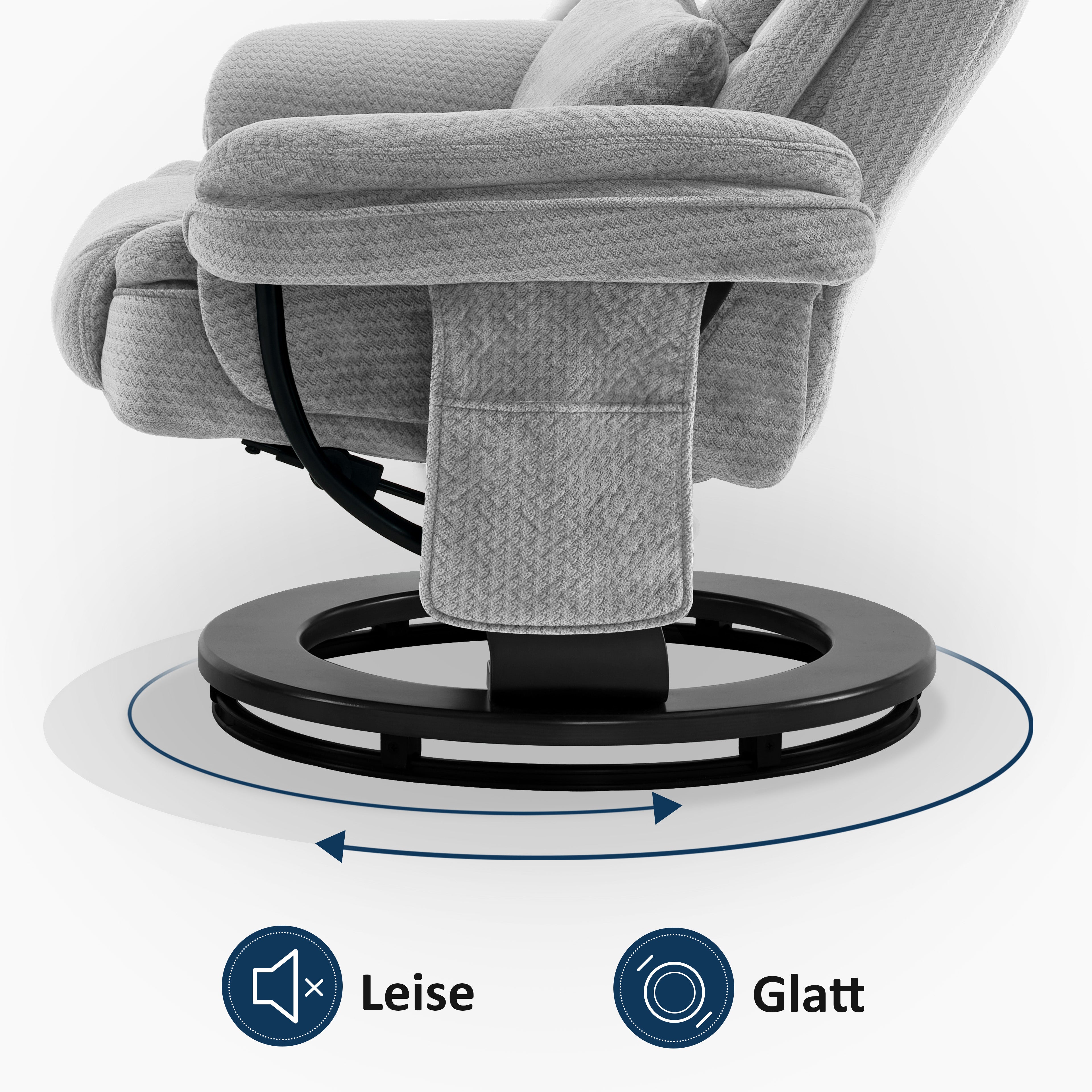 MCombo Poltrona relax reclinabile e girevole a 360° con poggiapiedi, portata fino a 120 kg, adatta al soggiorno, include cuscino e tasca laterale, comoda poltrona da lettura, 9099