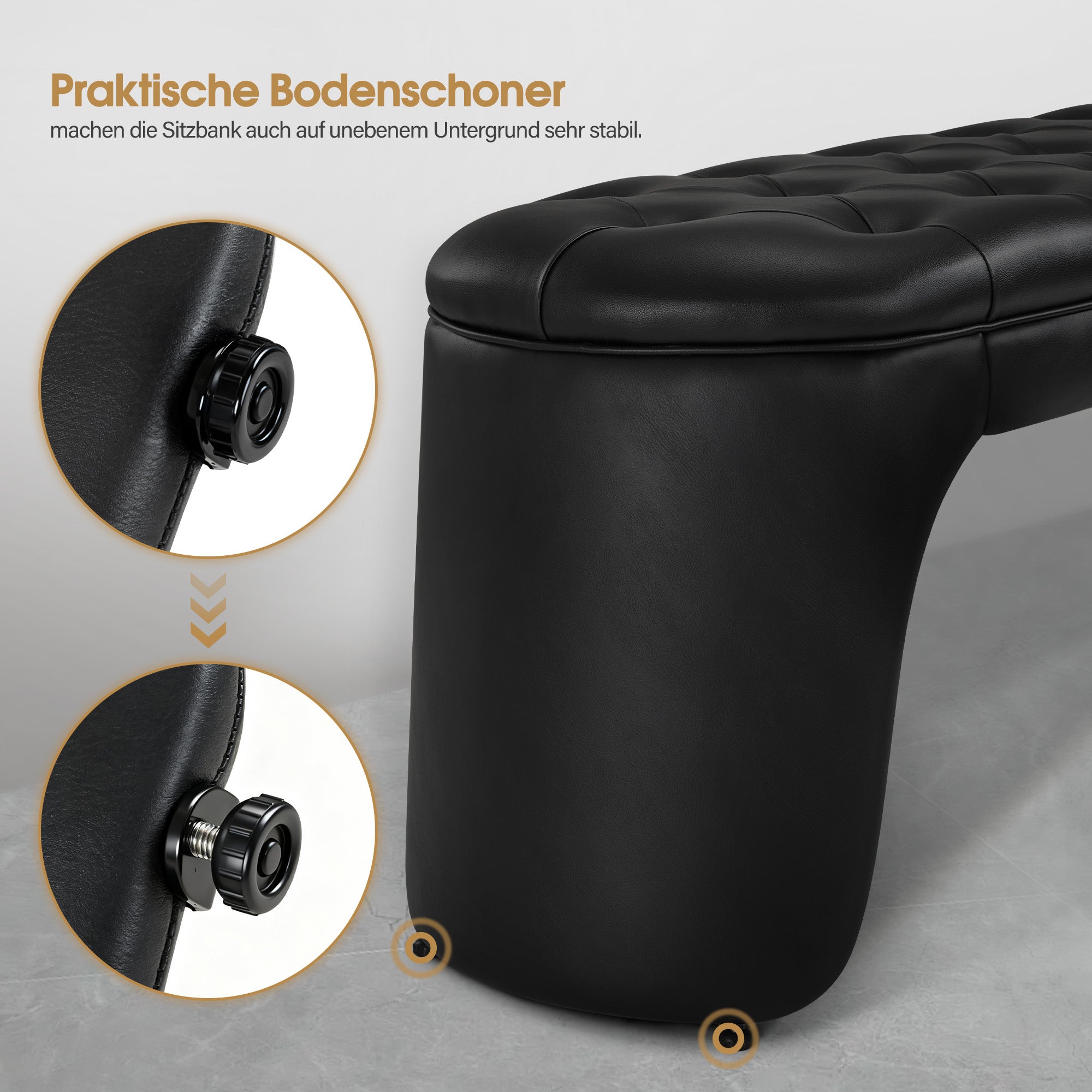 MCombo Panca a 3 posti, larghezza seduta 150 cm; panca moderna da sala d'attesa, panca imbottita per camera da letto, soggiorno o ingresso, modello W510 (Nero/Ecopelle)