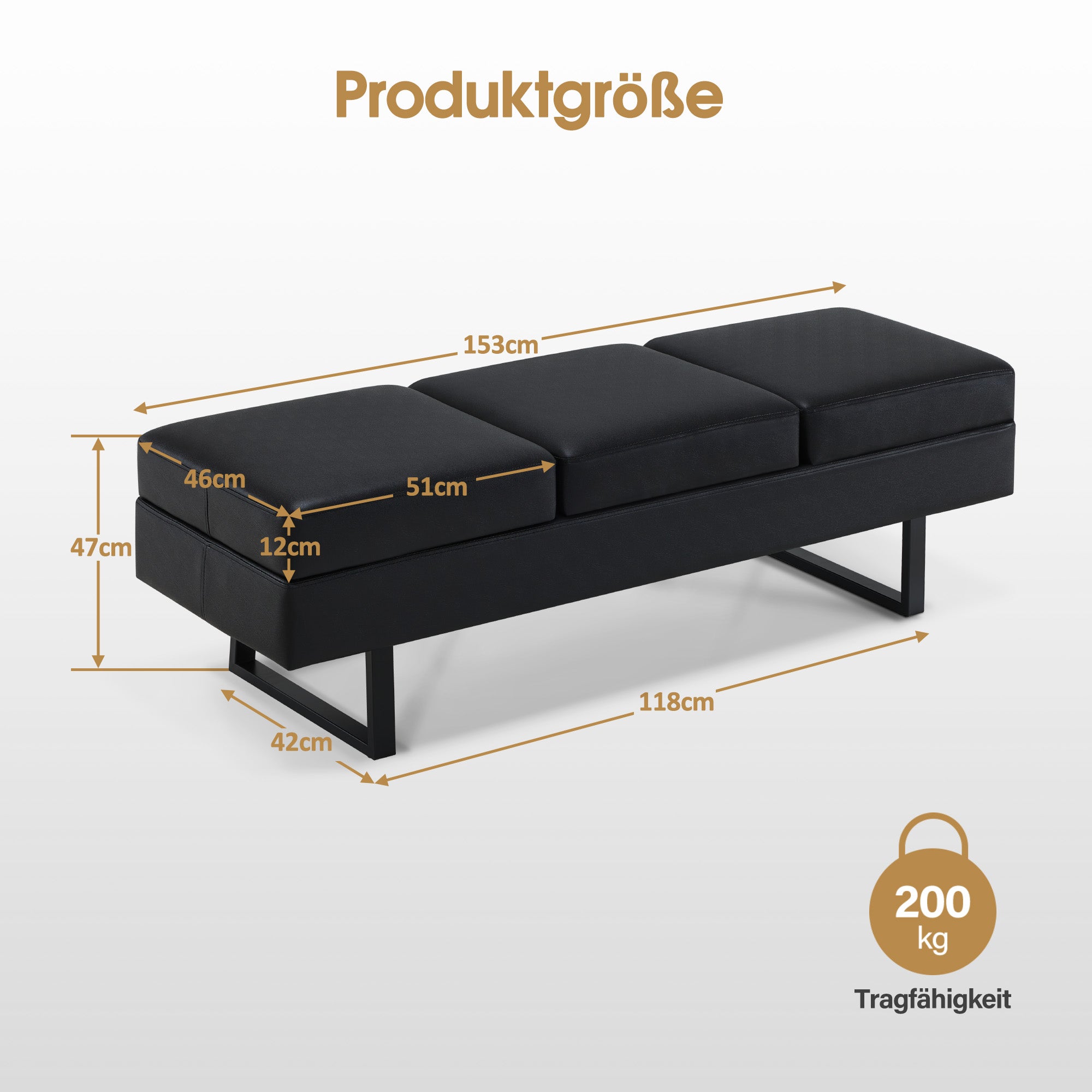 M MCombo zitbank voor 3 personen, wachtbank, gestoffeerde bank voor de slaapkamer, bedbank voor de woonkamer, schoenenbank voor de hal, W513