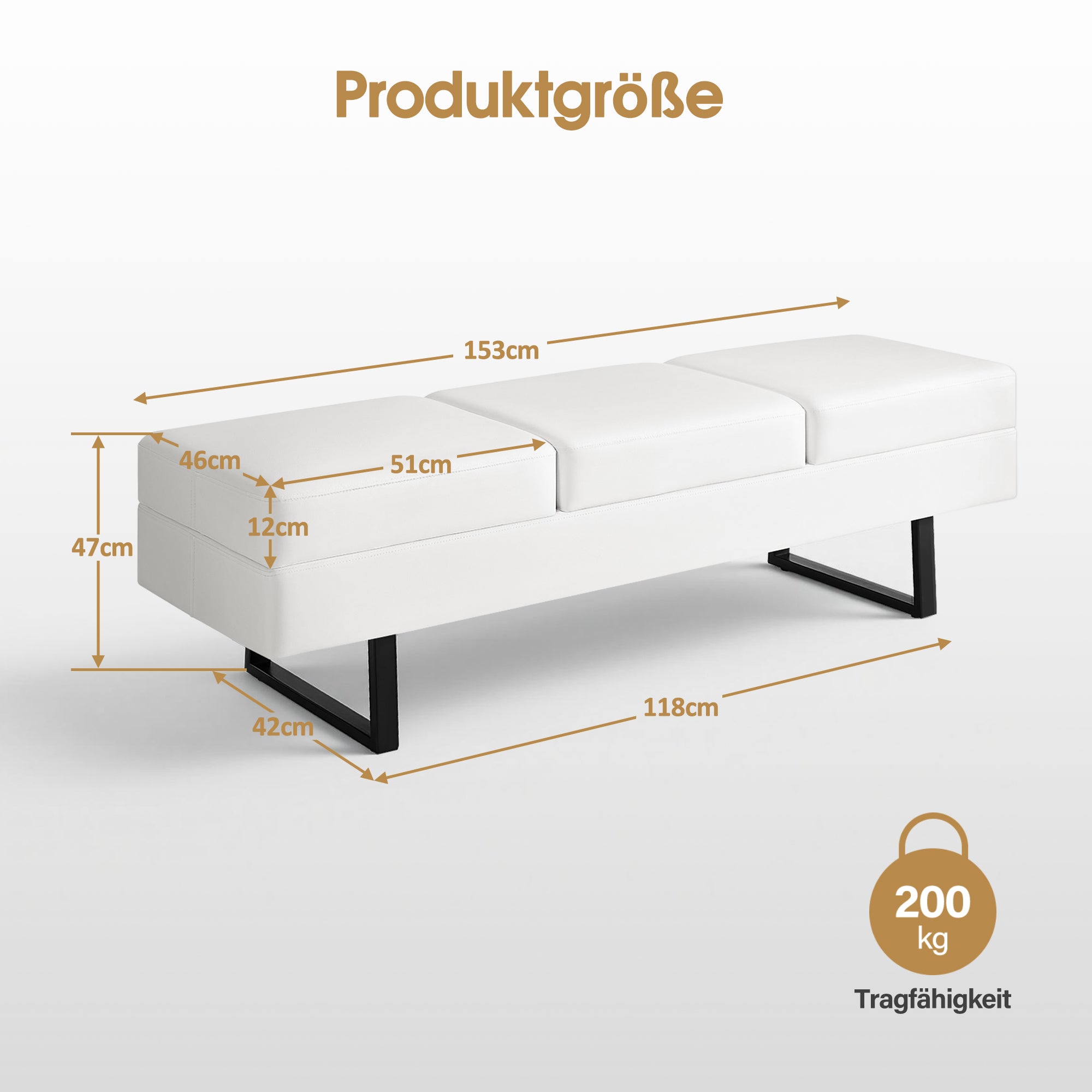M MCombo zitbank voor 3 personen, wachtbank, gestoffeerde bank voor de slaapkamer, bedbank voor de woonkamer, schoenenbank voor de hal, W513