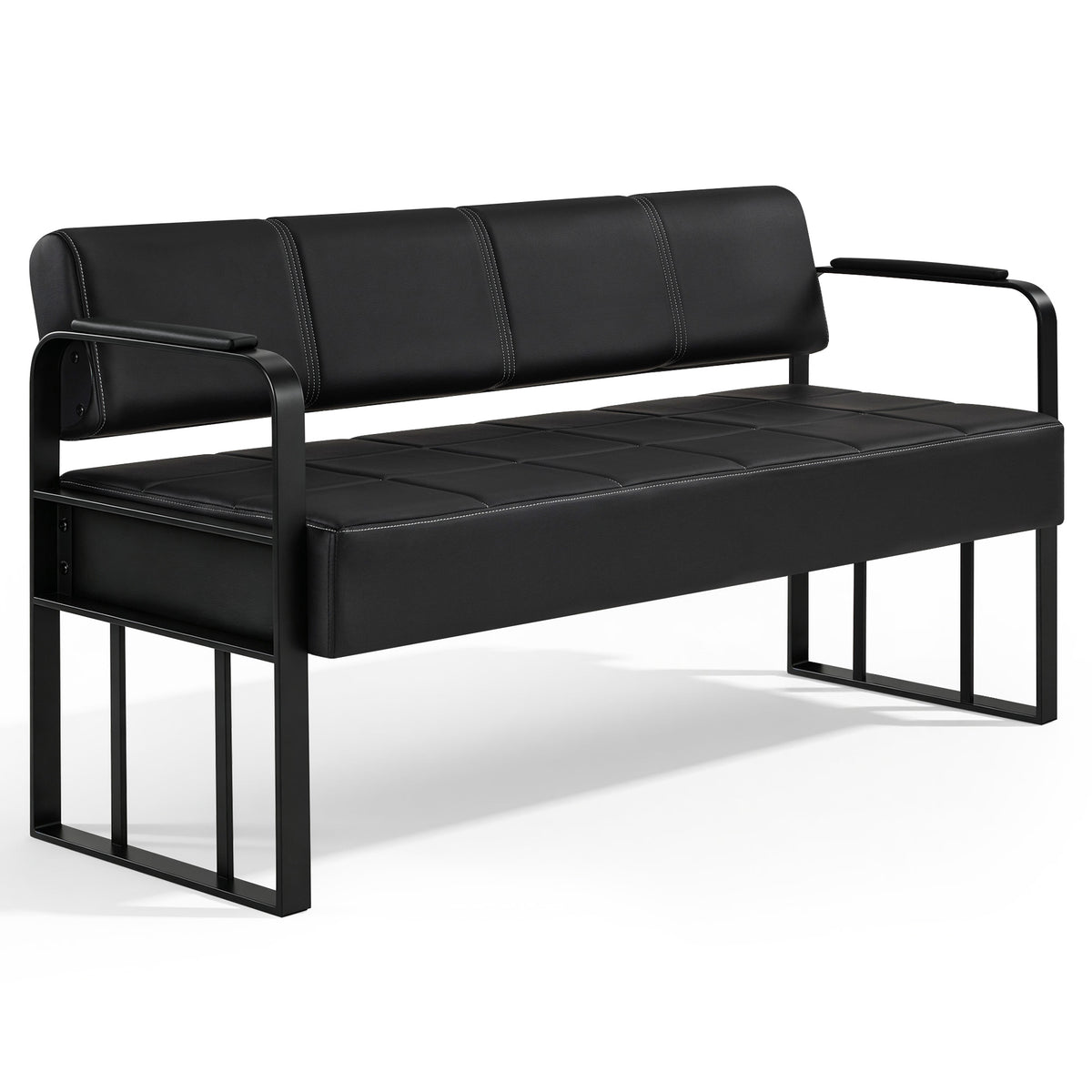 MCombo Banco de 3 plazas con reposabrazos, banco tapizado con respaldo, banco de espera, banco para sala de estar W528
