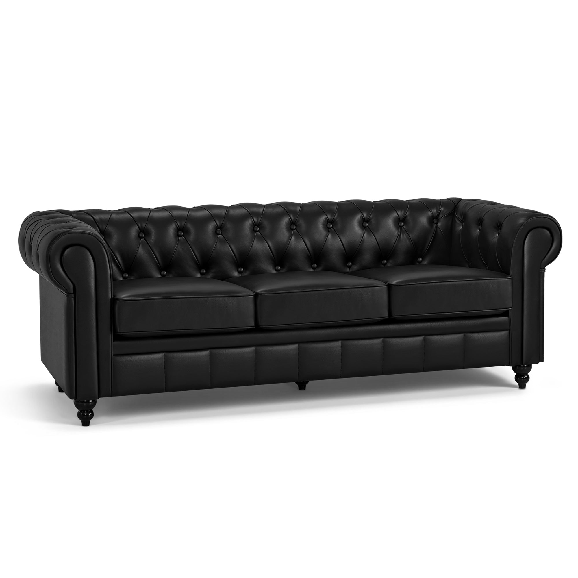 MCombo Divano Chesterfield a 3 posti, panca vintage da sala d'attesa per parrucchieri, panca con schienale e braccioli, divano a 3 posti, W536
