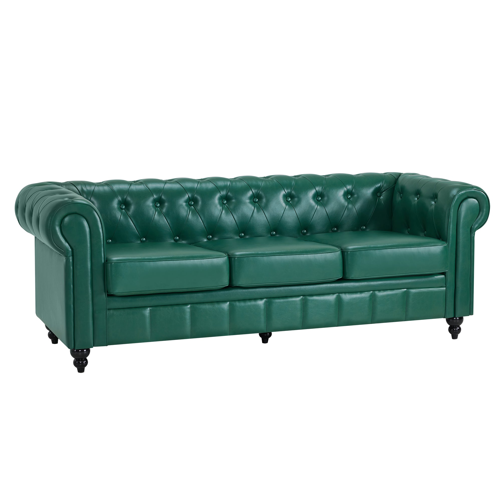 MCombo Divano Chesterfield a 3 posti, panca vintage da sala d'attesa per parrucchieri, panca con schienale e braccioli, divano a 3 posti, W536