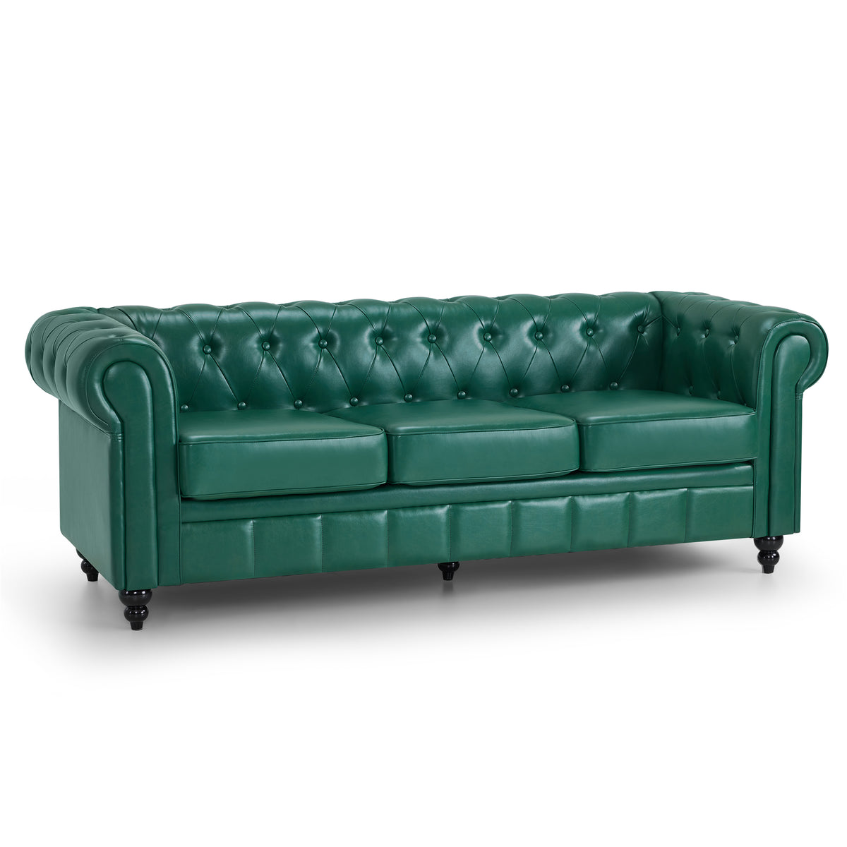 M MCombo Chesterfield Sofa 3-Sitzer, Wartebank Friseur Vintage, Sitzbank mit Rückenlehne & Armlehne Couch 3-er, W536