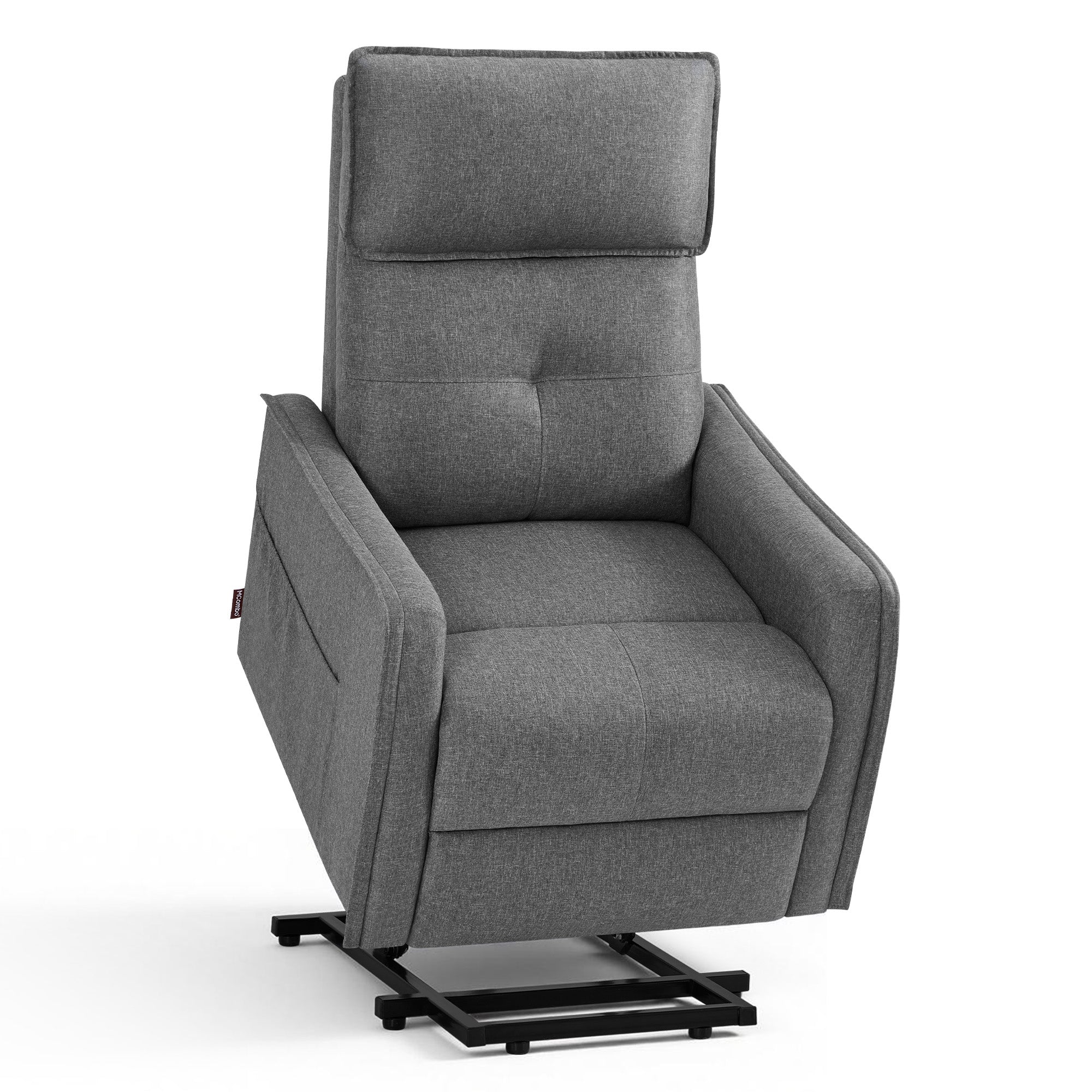 M MCombo elektrische tv-fauteuil met opsta-hulp, tv-fauteuil met ligfunctie tot 135°, massage en verwarming, kleine opsta-fauteuil, seniorenfauteuil voor woonkamer 7027 (stof)