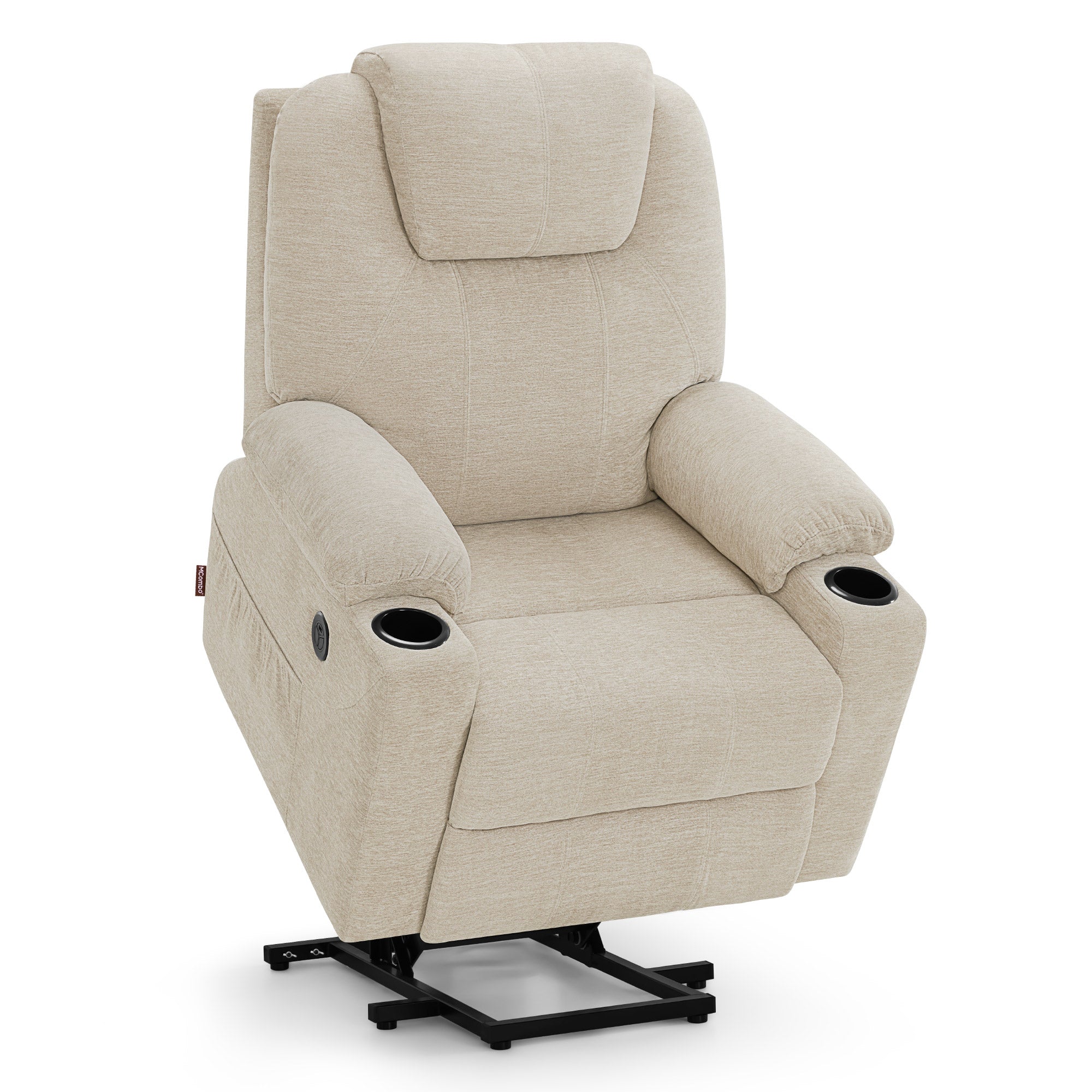 MCombo Poltrona TV elettrica reclinabile con sollevamento assistito, reclinabile fino a 140°, poltrona massaggiante con funzione riscaldante, regolabile tramite pulsanti e telecomando, con porta USB, 7040