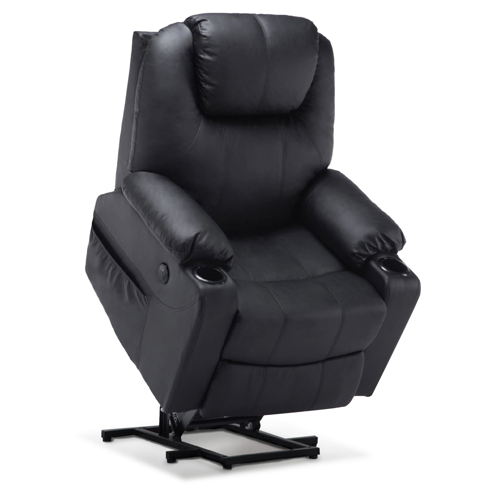 MCombo Poltrona TV elettrica reclinabile con sollevamento assistito, reclinabile fino a 140°, poltrona massaggiante con funzione riscaldante, regolabile tramite pulsanti e telecomando, con porta USB, 7040
