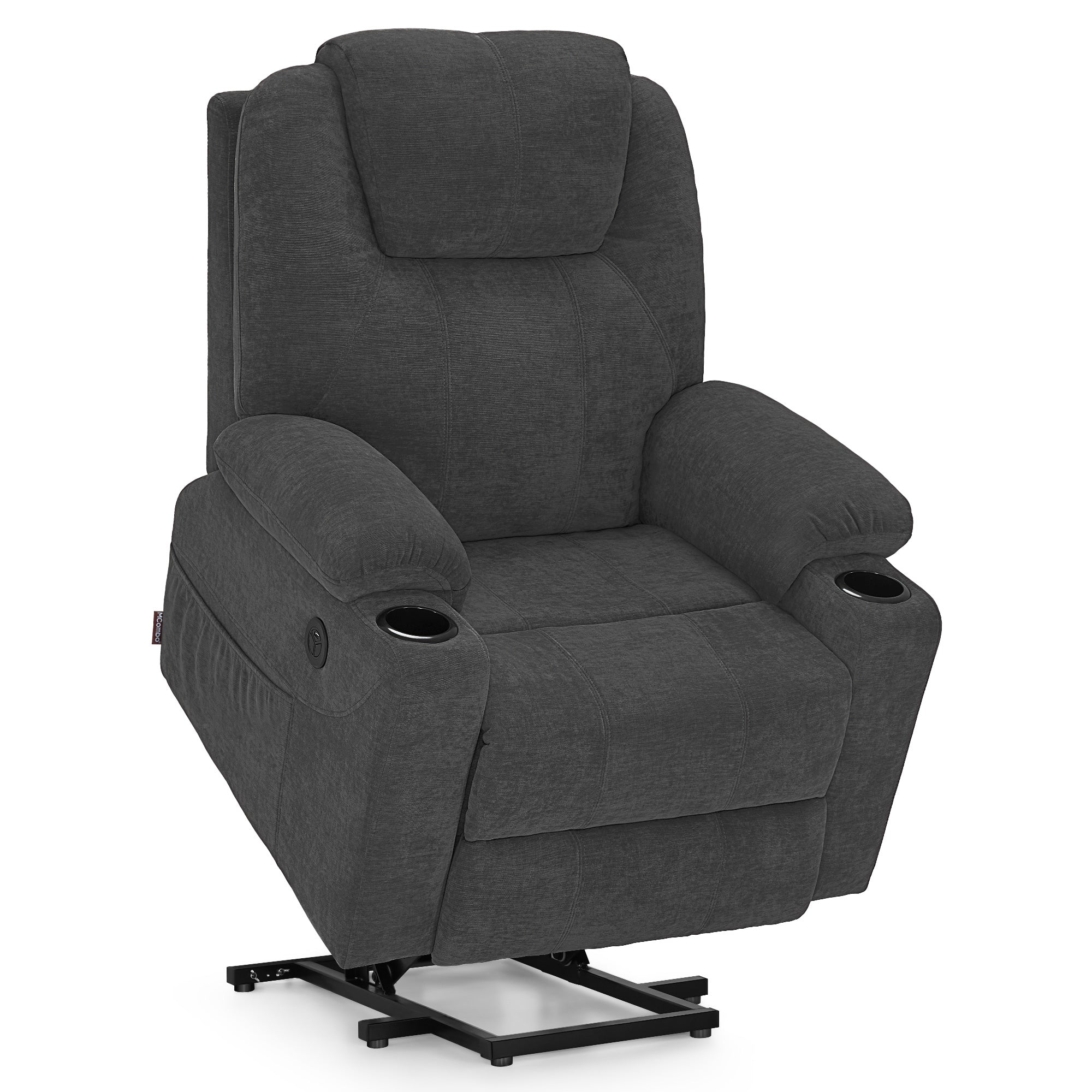 MCombo Poltrona TV elettrica reclinabile con sollevamento assistito, reclinabile fino a 140°, poltrona massaggiante con funzione riscaldante, regolabile tramite pulsanti e telecomando, con porta USB, 7040