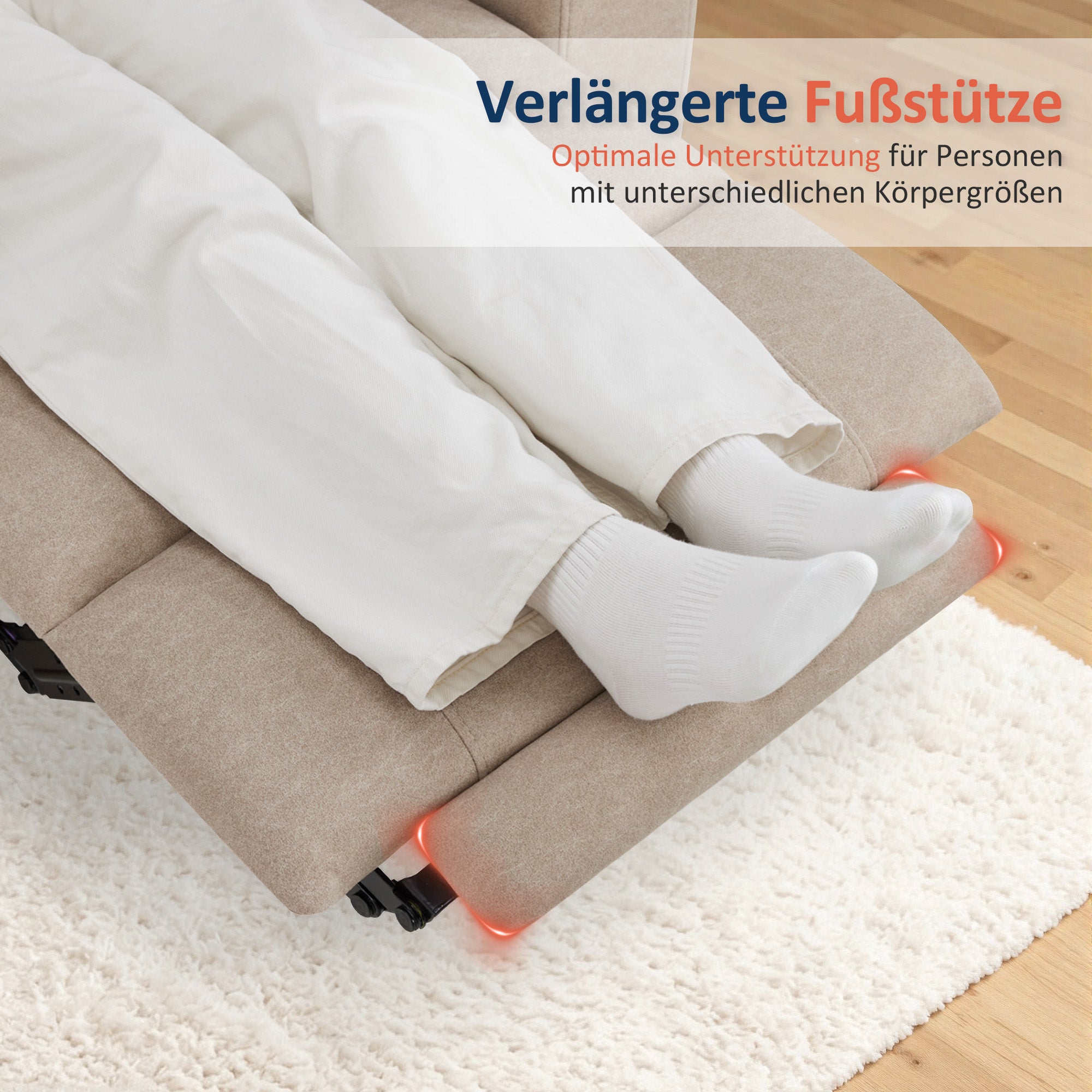 M MCombo Fernsehsessel Elektrisch Verstellbar, Relaxsessel mit Liegefunktion, Bluetooth-Lautsprechern, Verstellbare Kopfstütze, Massage & Wärmefunktion, 35D Vollschaum-Sitzkissen 7053