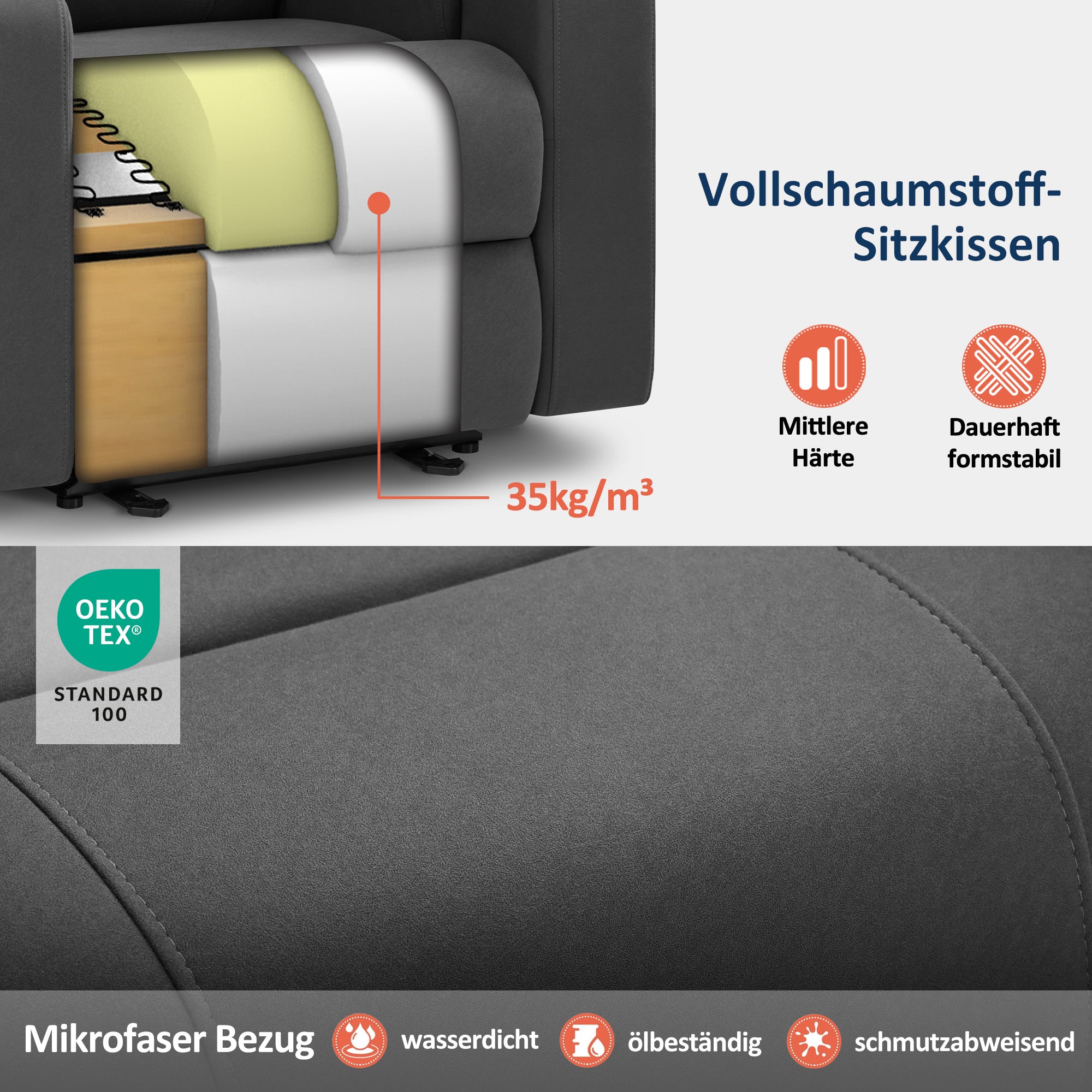M MCombo Fernsehsessel Elektrisch Verstellbar, Relaxsessel mit Liegefunktion, Bluetooth-Lautsprechern, Verstellbare Kopfstütze, Massage & Wärmefunktion, 35D Vollschaum-Sitzkissen 7053