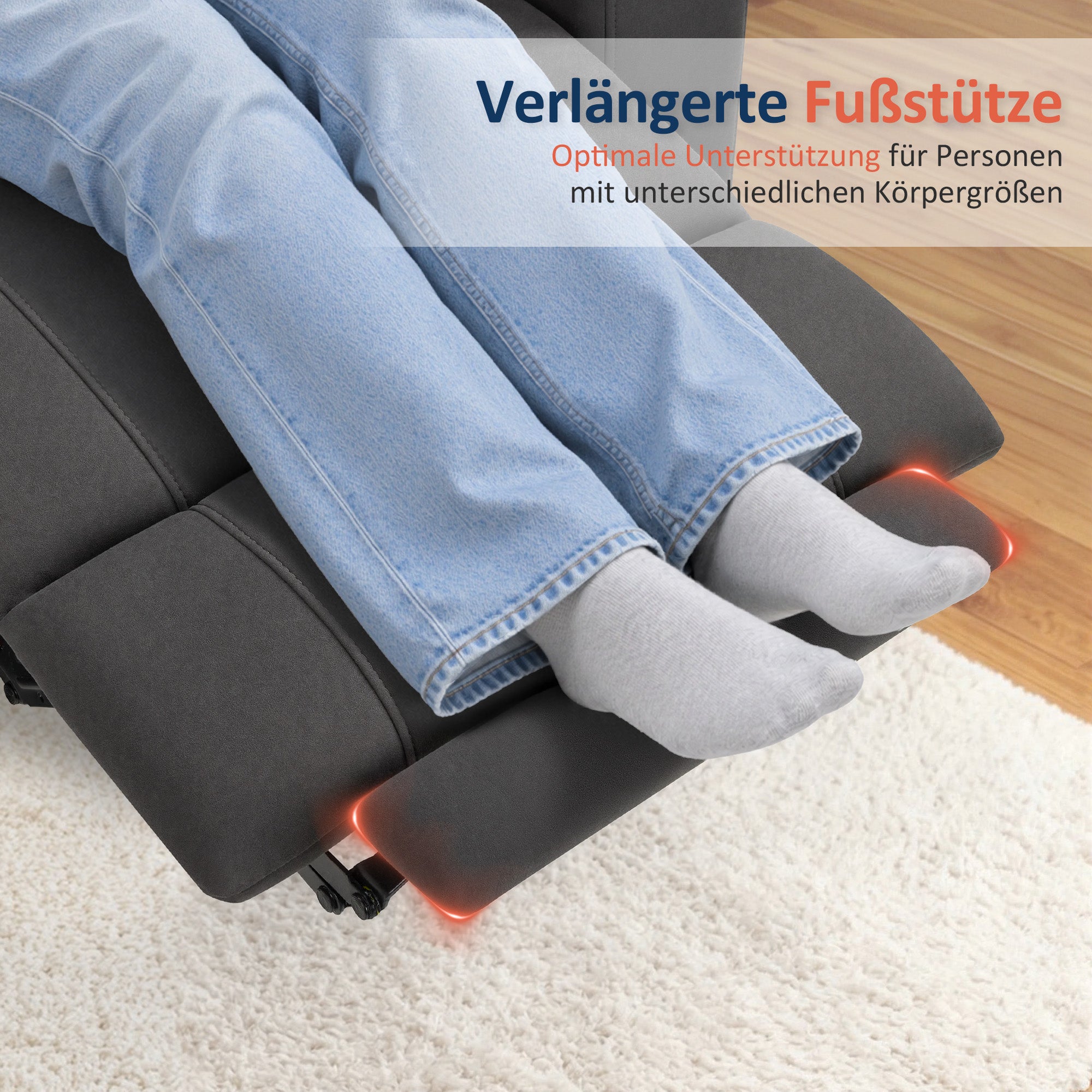 M MCombo Fernsehsessel Elektrisch Verstellbar, Relaxsessel mit Liegefunktion, Bluetooth-Lautsprechern, Verstellbare Kopfstütze, Massage & Wärmefunktion, 35D Vollschaum-Sitzkissen 7053