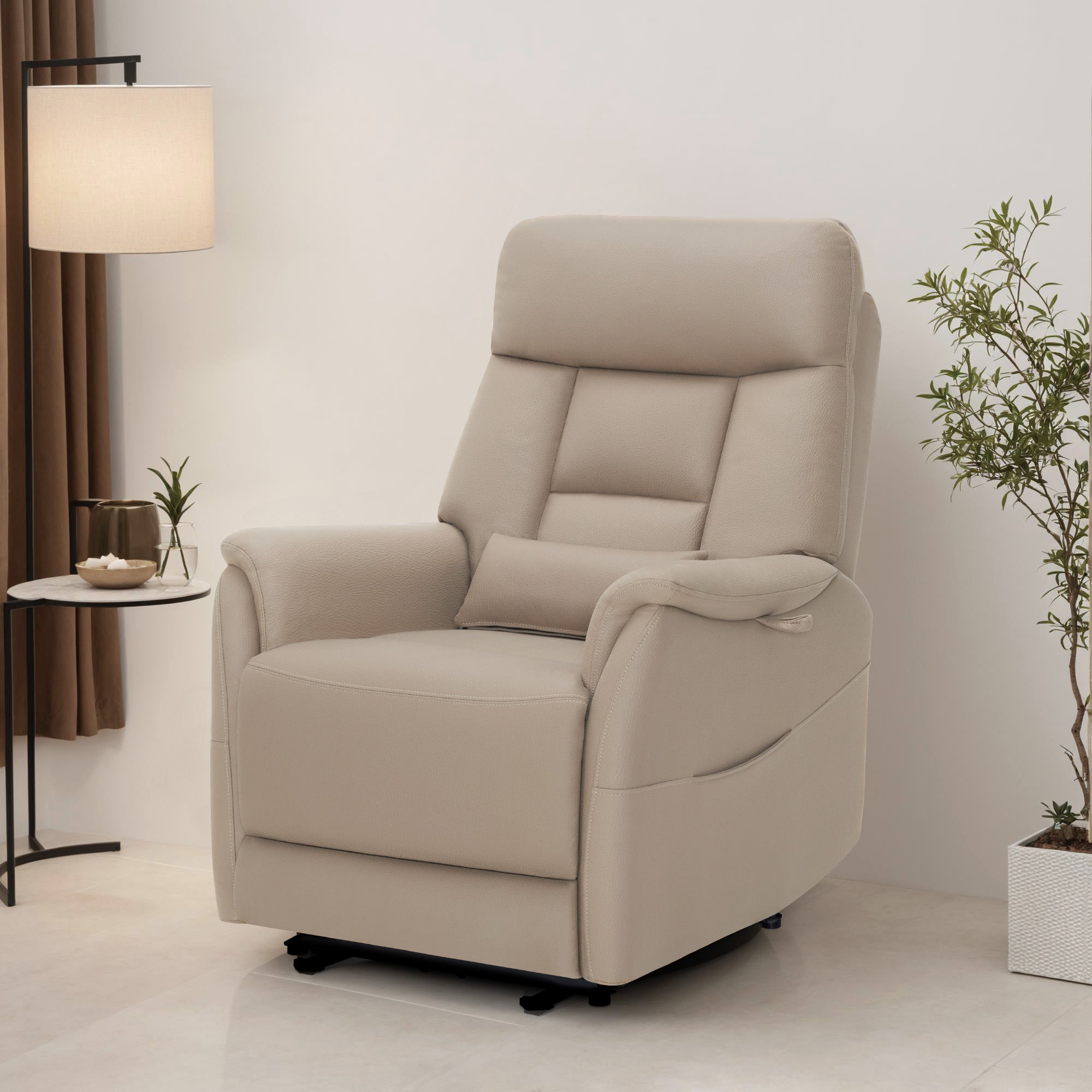 MCombo Poltrona reclinabile elettricamente regolabile, poltrona TV a 3 cm dalla parete, poltrona massaggiante reclinabile con funzione reclinabile, poltrona TV per piccoli spazi, porte USB e Type-C e cuscino lombare, 7063