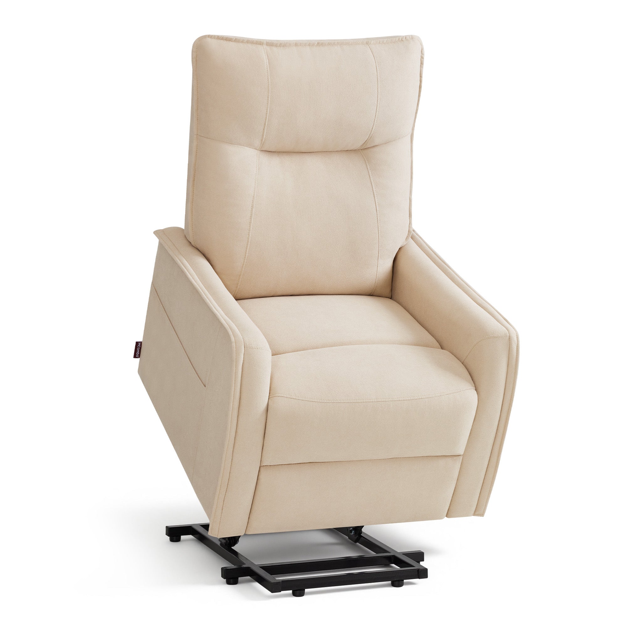 M MCombo elektrische fauteuil met opsta-hulp, fauteuil met ligfunctie tot 140°, massage en verwarming, kleine opsta-fauteuil, seniorenfauteuil voor woonkamer 7089