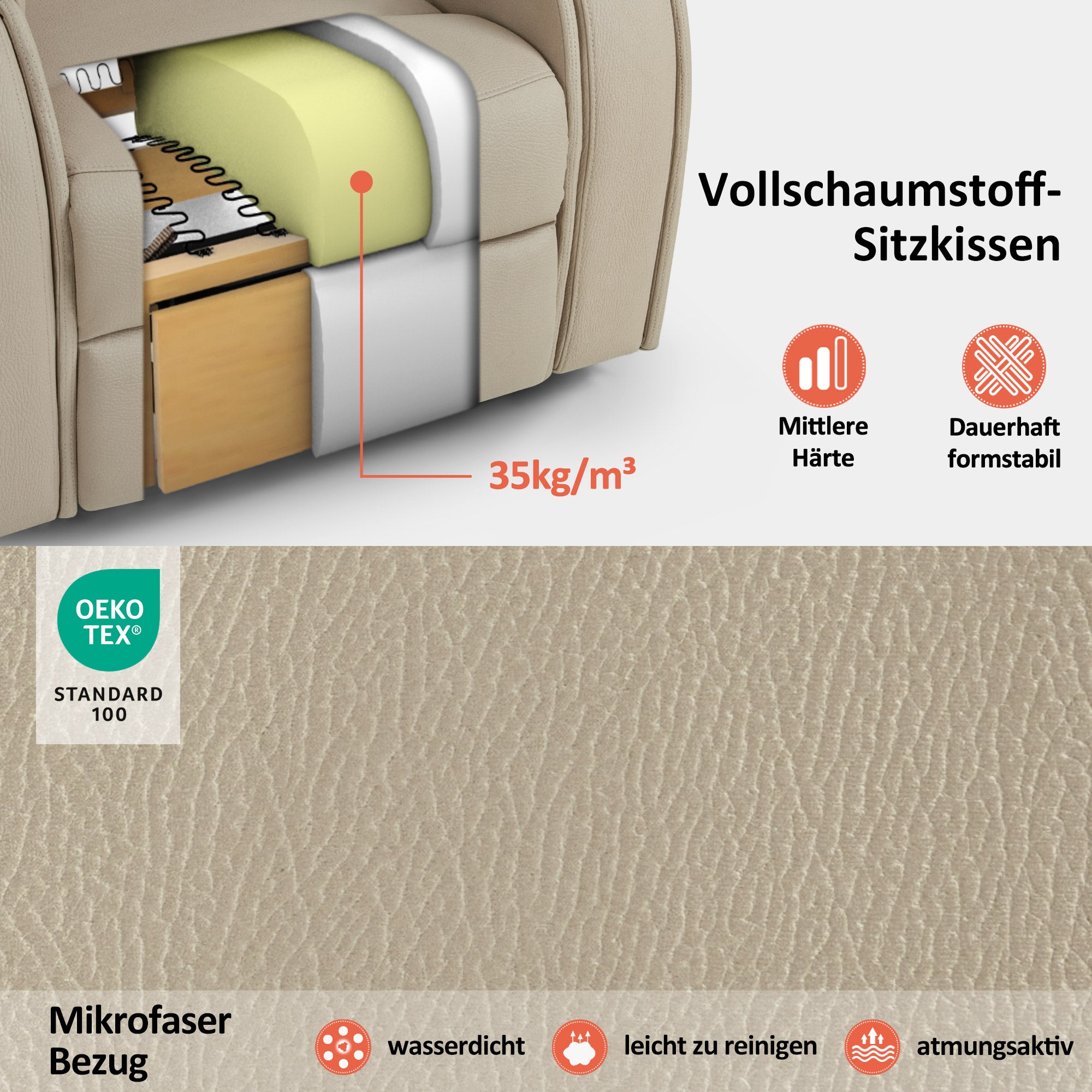 MCombo Poltrona TV elettrica con sollevamento assistito, massaggio e riscaldamento, schienale reclinabile fino a 145°, cuscino di seduta in schiuma 35D, portabicchieri a scomparsa 7252