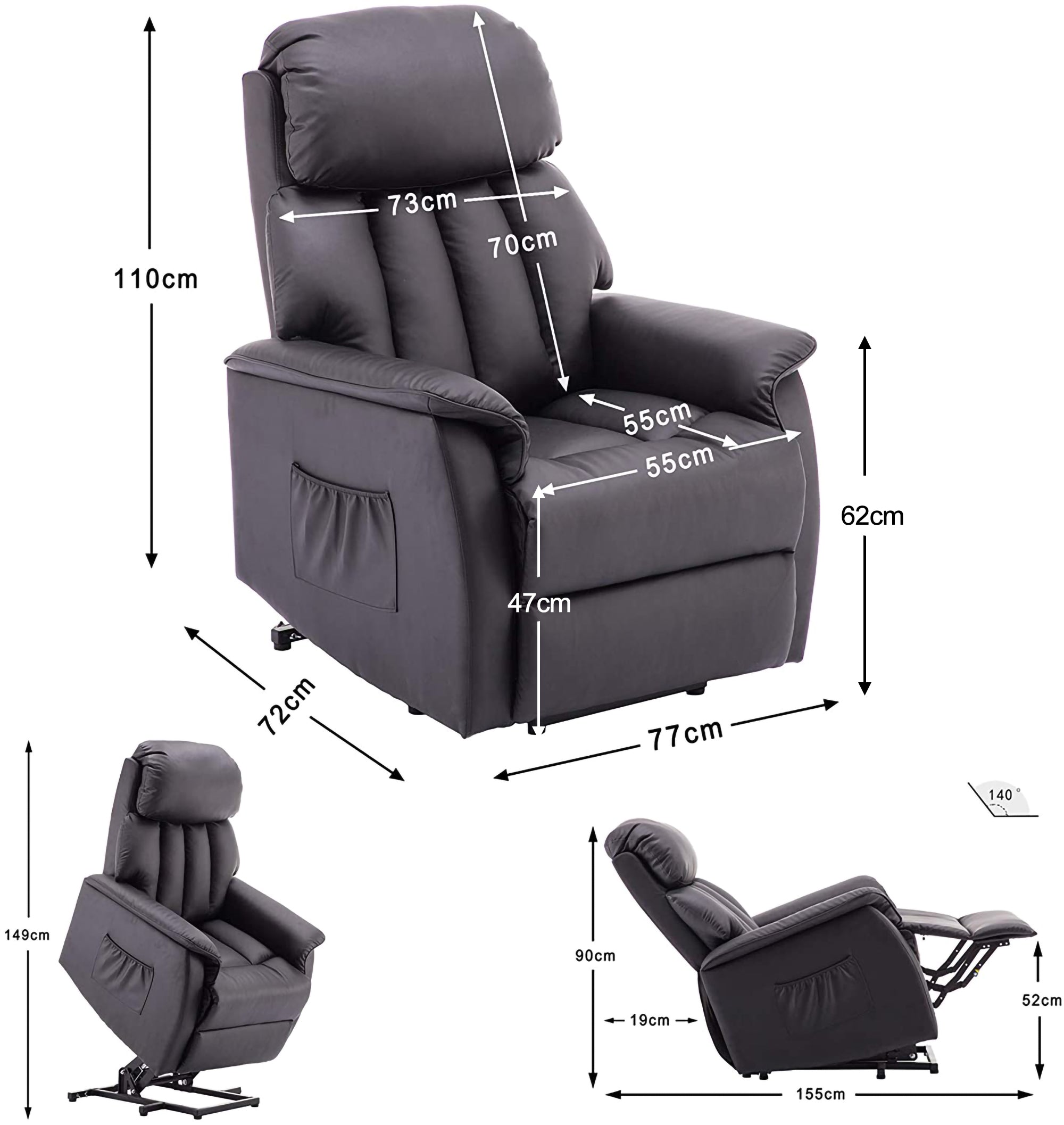 MCombo Poltrona relax elettrica con funzione di sollevamento / Poltrona relax elettrica 7299