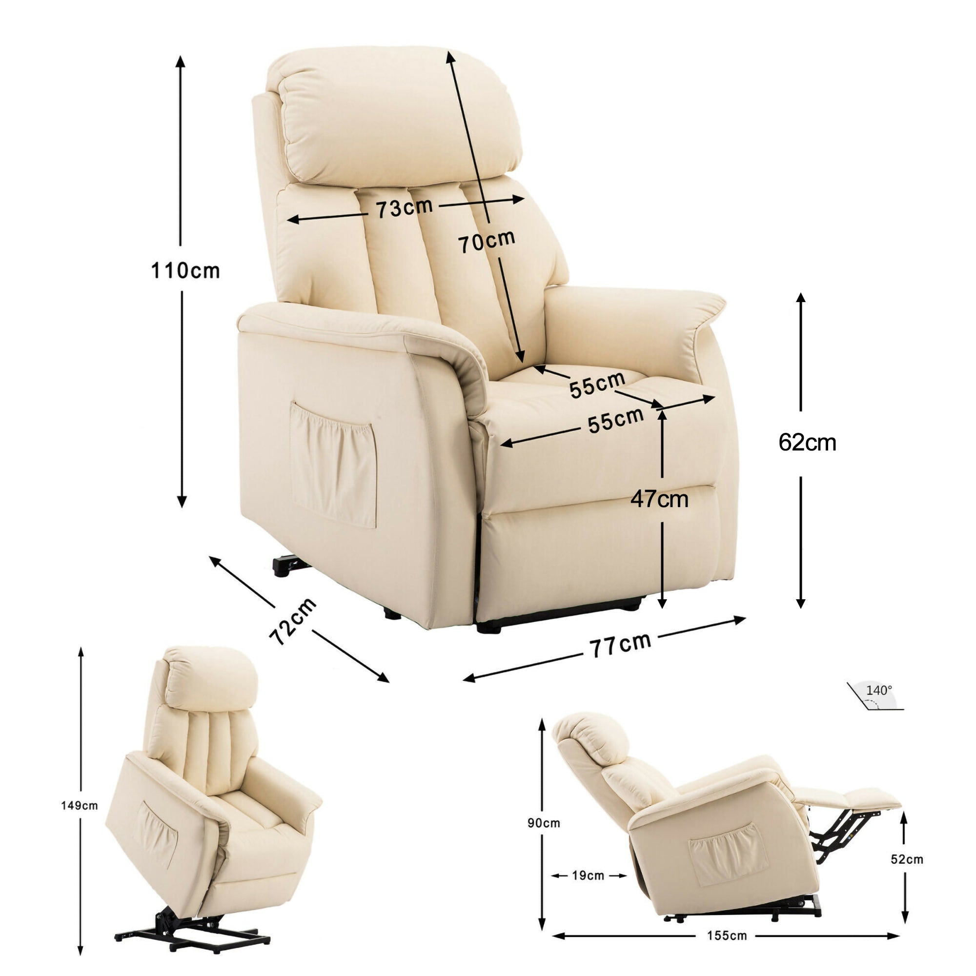 MCombo Poltrona relax elettrica con funzione di sollevamento / Poltrona relax elettrica 7299