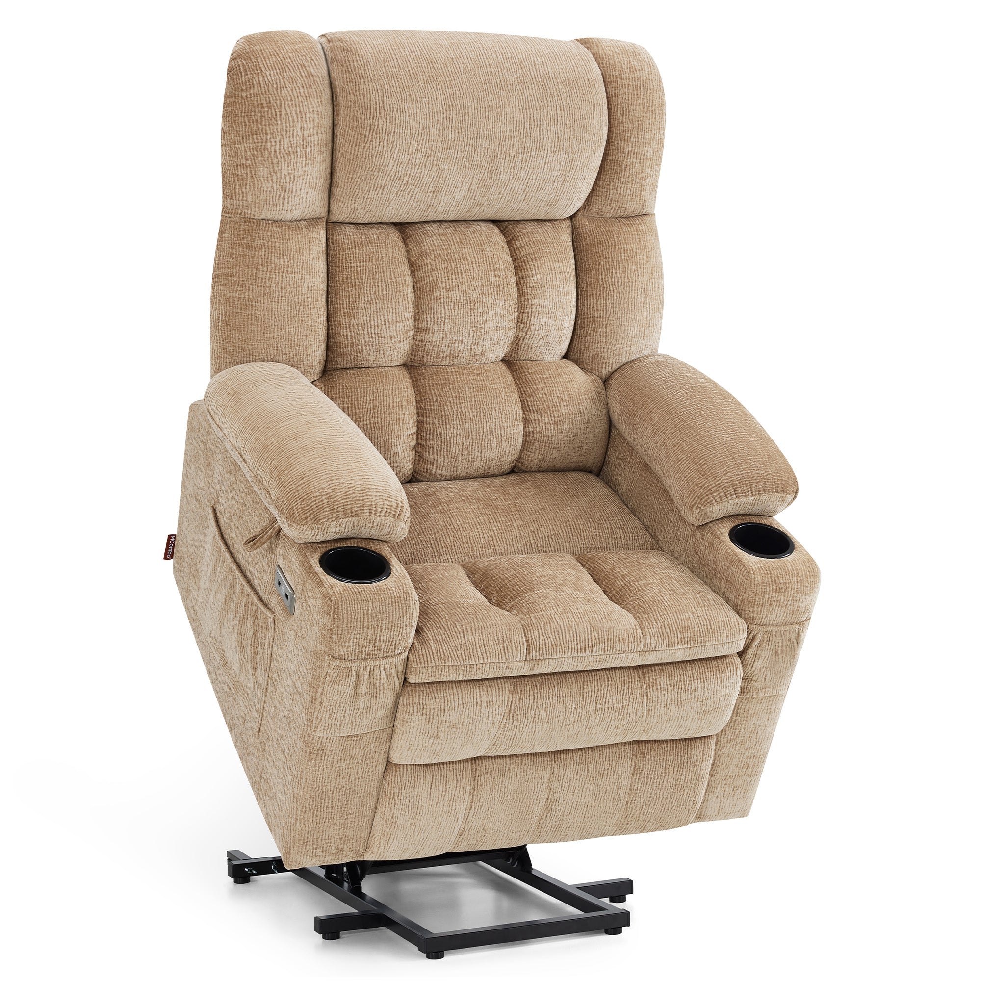 MCombo Poltrona relax elettrica a 3 motori con sistema di sollevamento assistito; schienale, poggiatesta e poggiapiedi regolabili in modo indipendente; inclinazione fino a 165°; cuscino della seduta in schiuma ad alta densità 35D (Modello 7546)