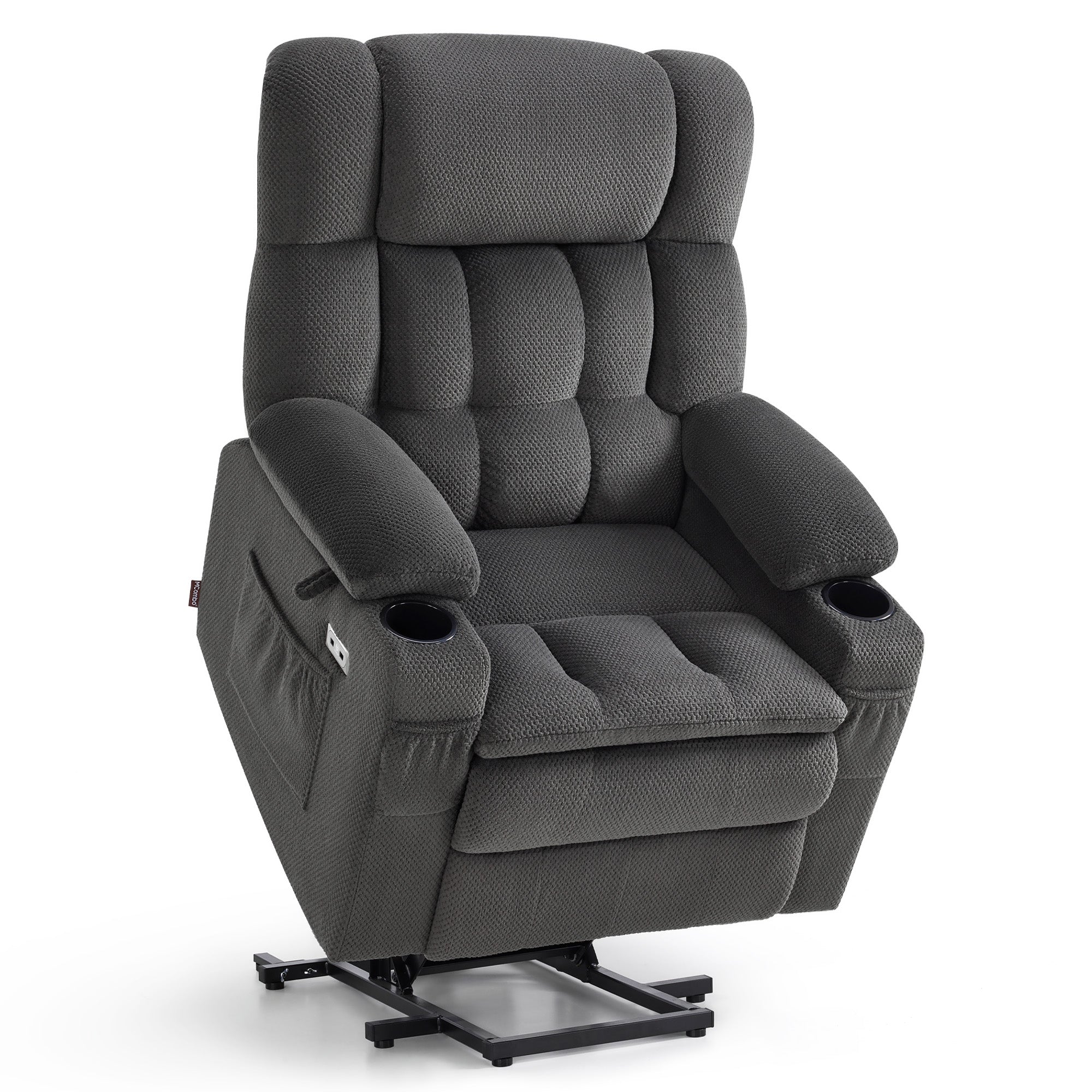 MCombo Poltrona relax elettrica a 3 motori con sistema di sollevamento assistito; schienale, poggiatesta e poggiapiedi regolabili in modo indipendente; inclinazione fino a 165°; cuscino della seduta in schiuma ad alta densità 35D (Modello 7546)