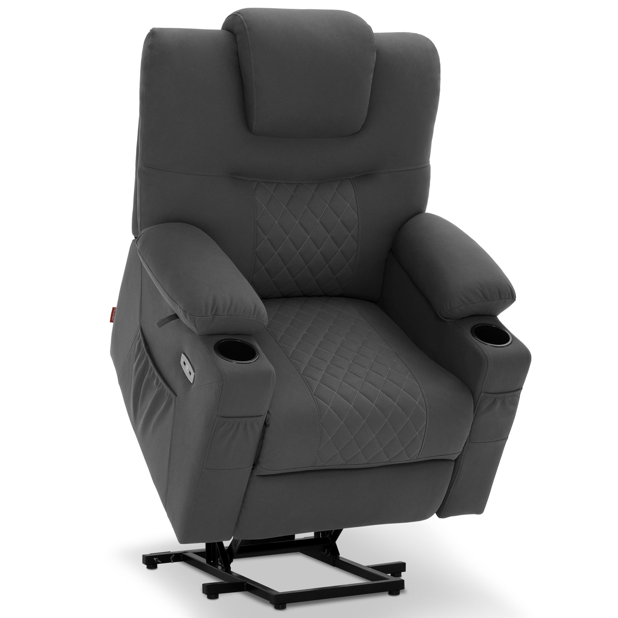 MCombo  Poltrona TV elettrica reclinabile con funzione di sollevamento, reclinabile con funzione orizzontale, poltrona massaggiante con funzione riscaldante, 2 motori, poltrona ergonomica per soggiorno, tessuto in microfibra, 7565