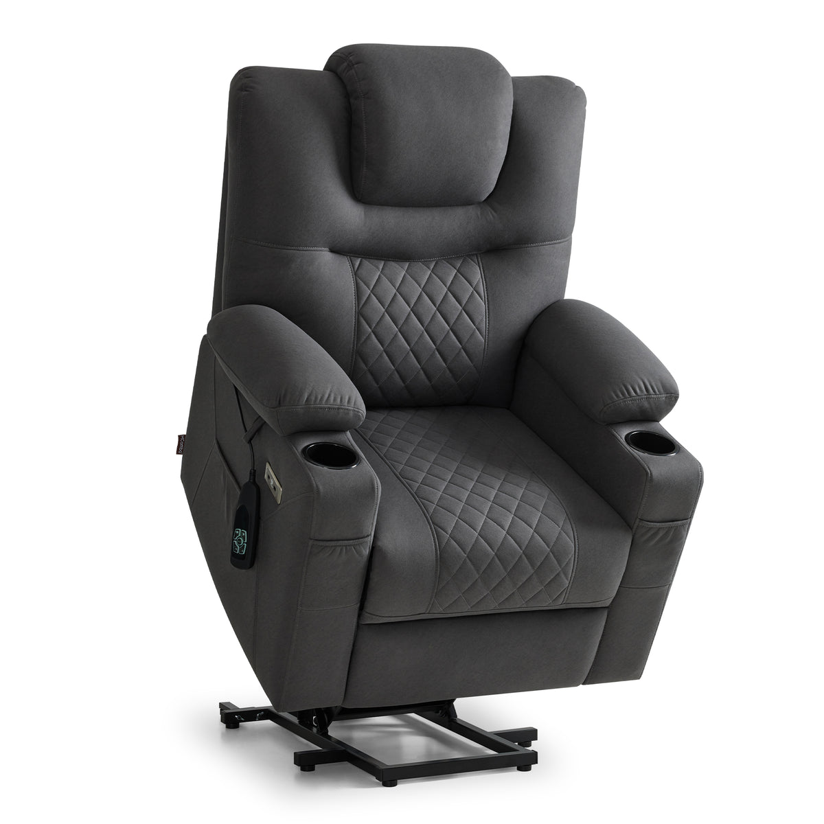 MCombo Sillón reclinable eléctrico con elevador, función de reclinación, masaje y calefacción, 2 motores, ideal para personas mayores en la sala de estar, tapizado en microfibra, 7565