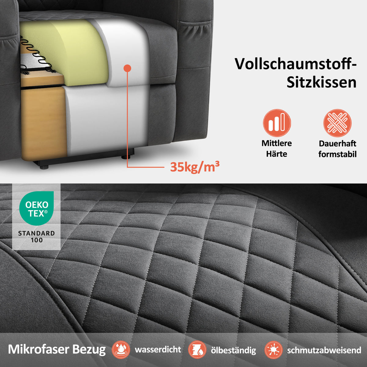 MCombo Sillón reclinable eléctrico con elevador, función de reclinación, masaje y calefacción, 2 motores, ideal para personas mayores en la sala de estar, tapizado en microfibra, 7565